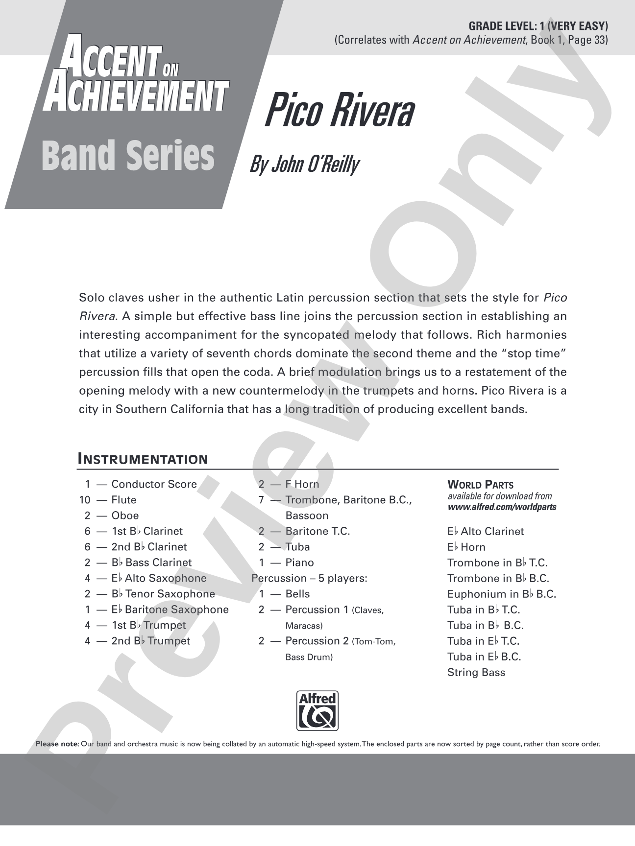 Pico Rivera: Concert Band Conductor Score & Parts