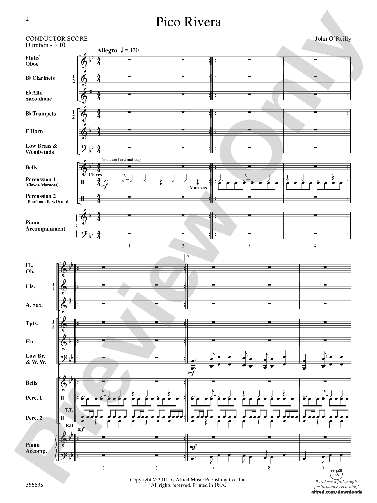 Pico Rivera: Concert Band Conductor Score & Parts