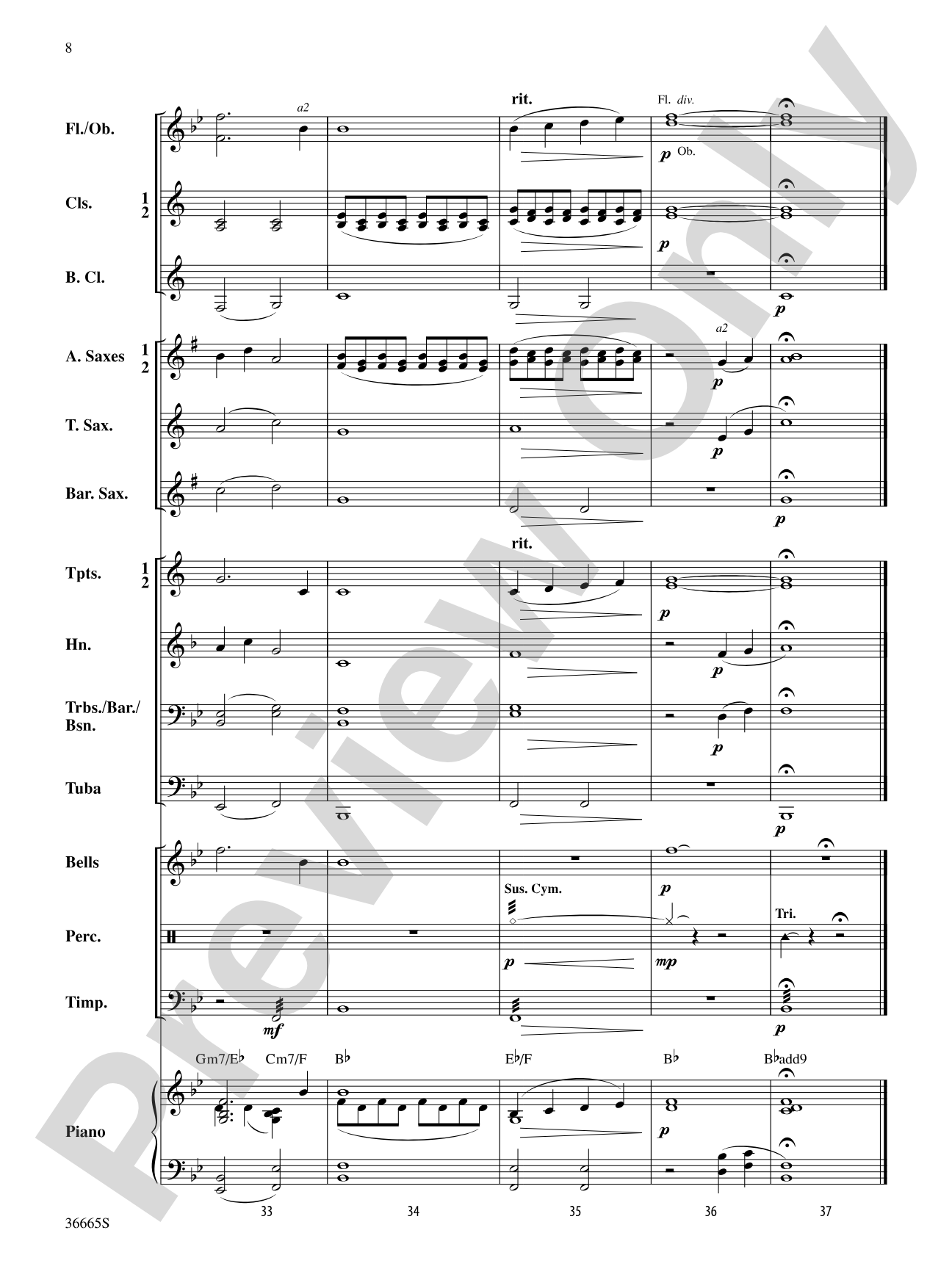As Twilight Falls: Concert Band Conductor Score & Parts