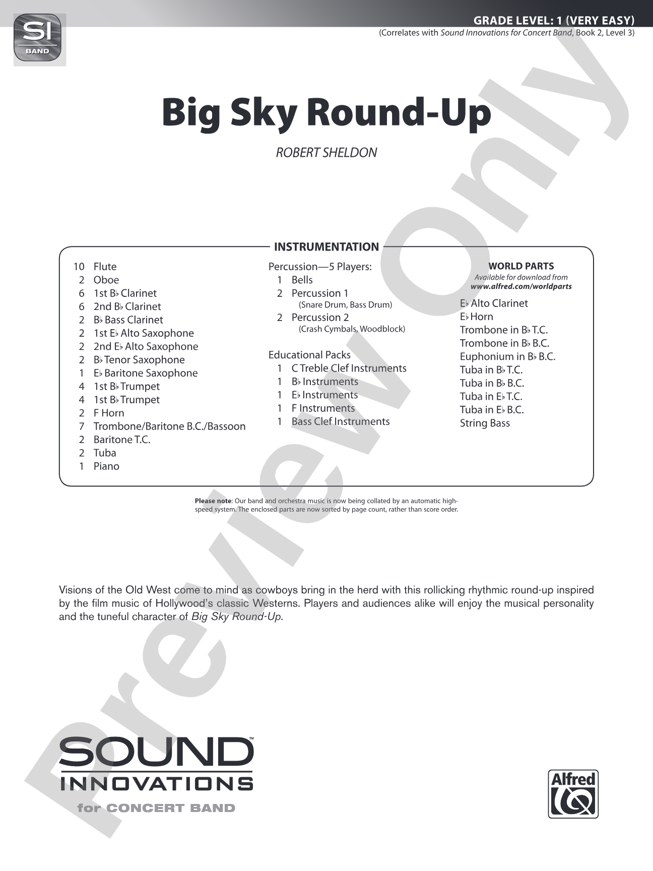 Big Sky Round-Up: Concert Band Conductor Score & Parts