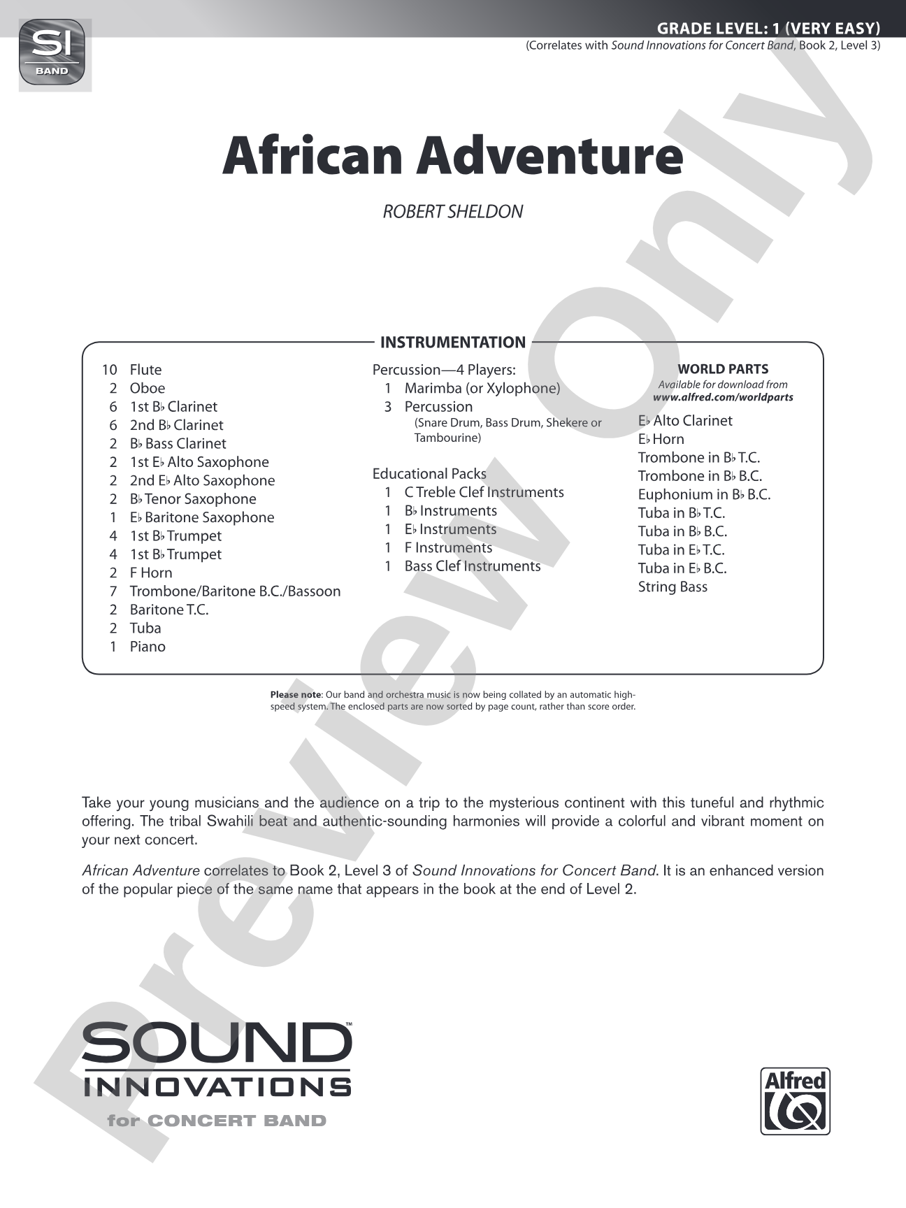 African Adventure: Concert Band Conductor Score & Parts