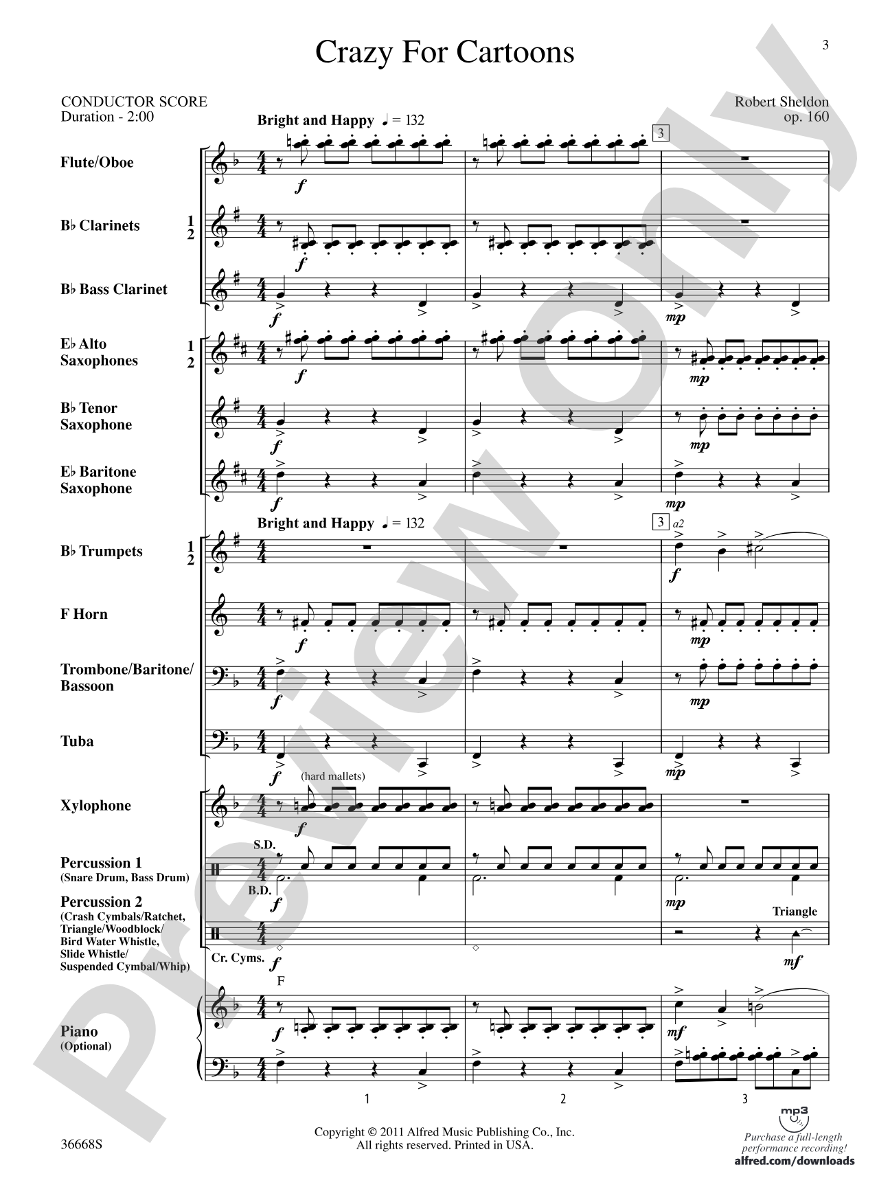 Crazy for Cartoons: Concert Band Conductor Score & Parts