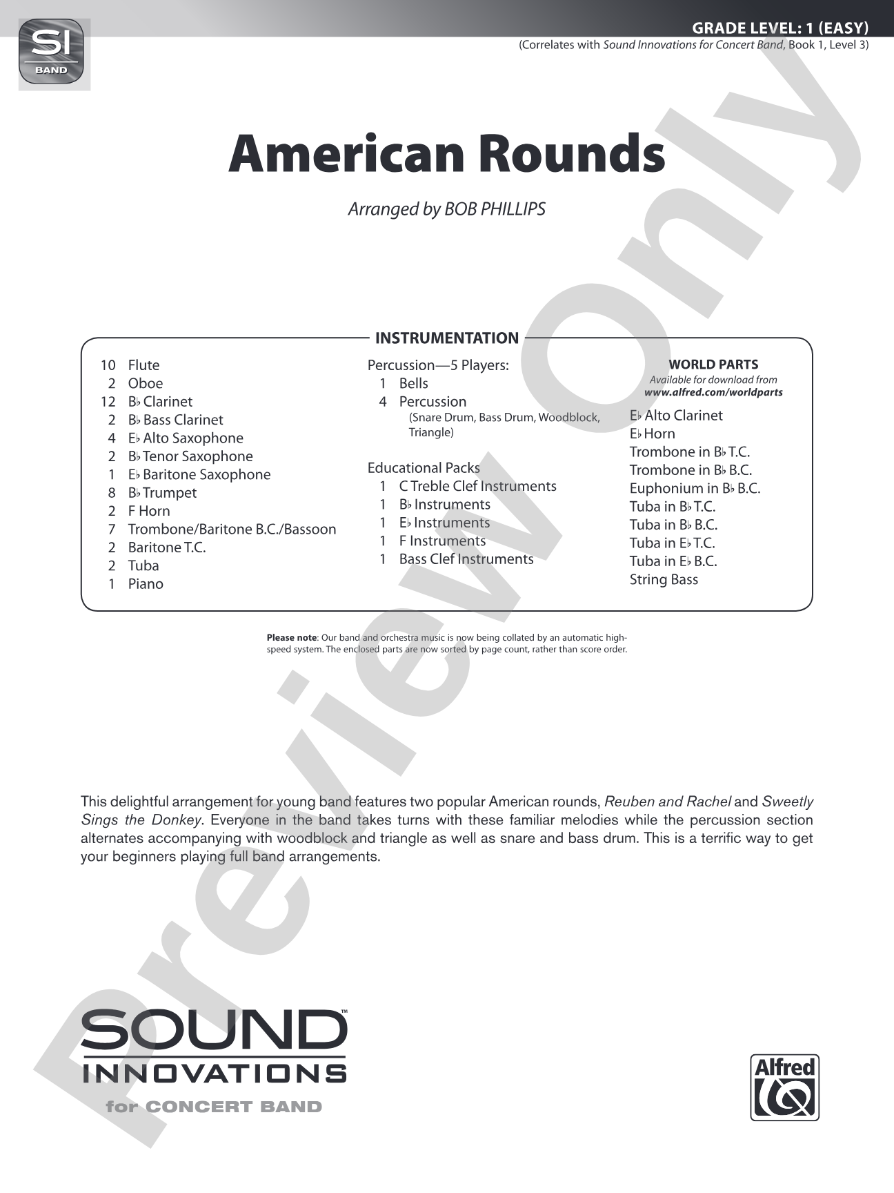 American Rounds: Concert Band Conductor Score & Parts
