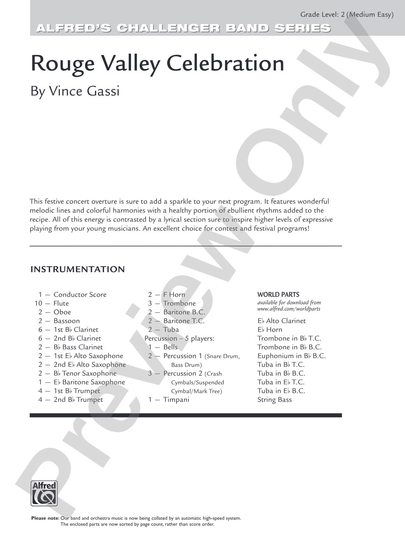 Rouge Valley Celebration: Score