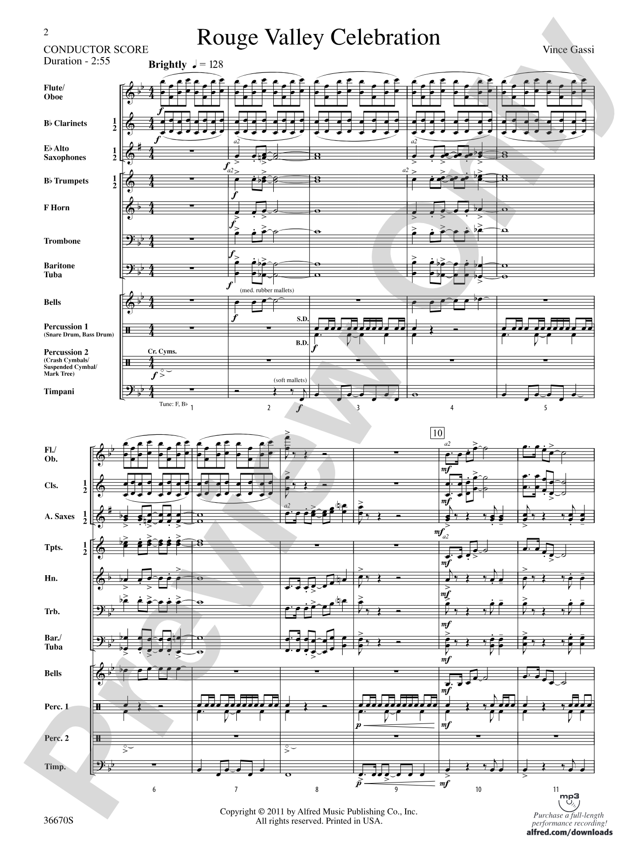 Rouge Valley Celebration: Score