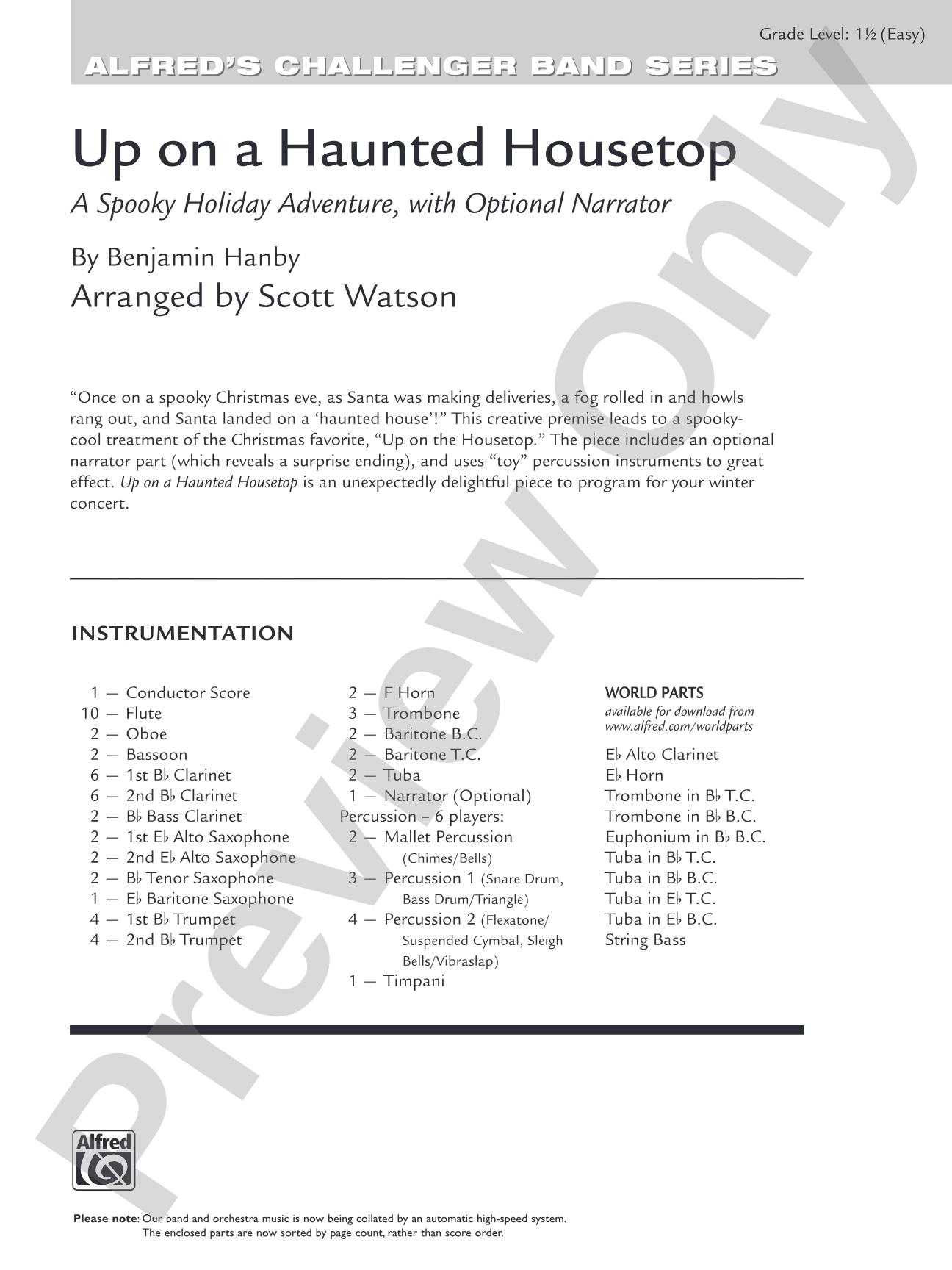 Up on a Haunted Housetop: Concert Band Conductor Score & Parts