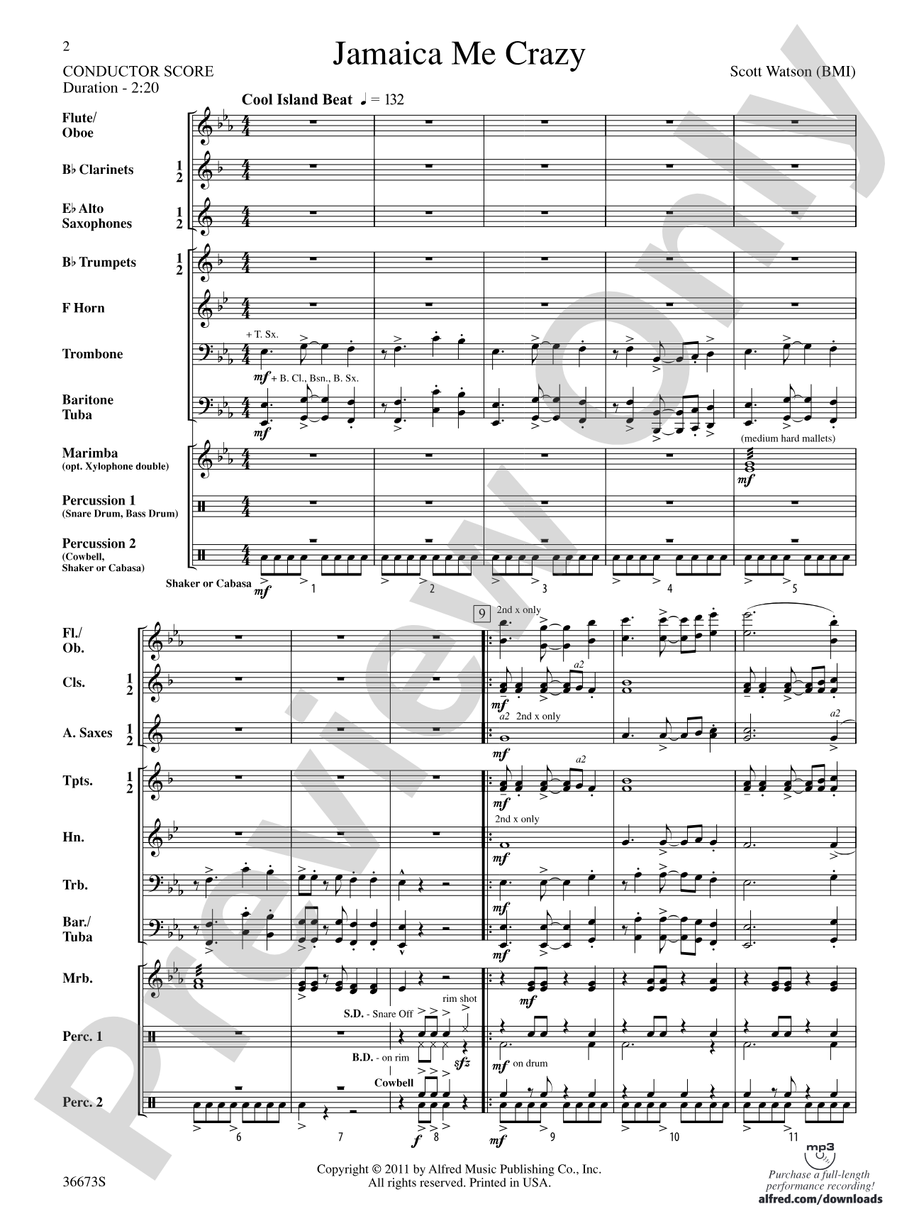 Jamaica Me Crazy: Score