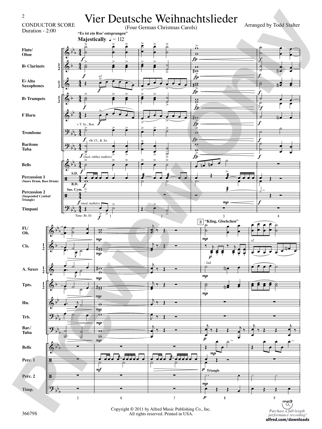 Vier Deutsche Weihnachtslieder: Concert Band Conductor Score & Parts