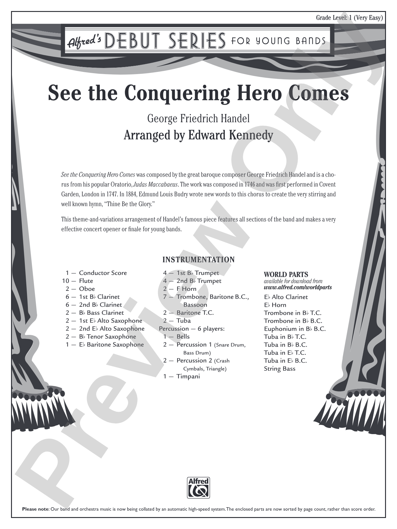 See the Conquering Hero Comes: Score