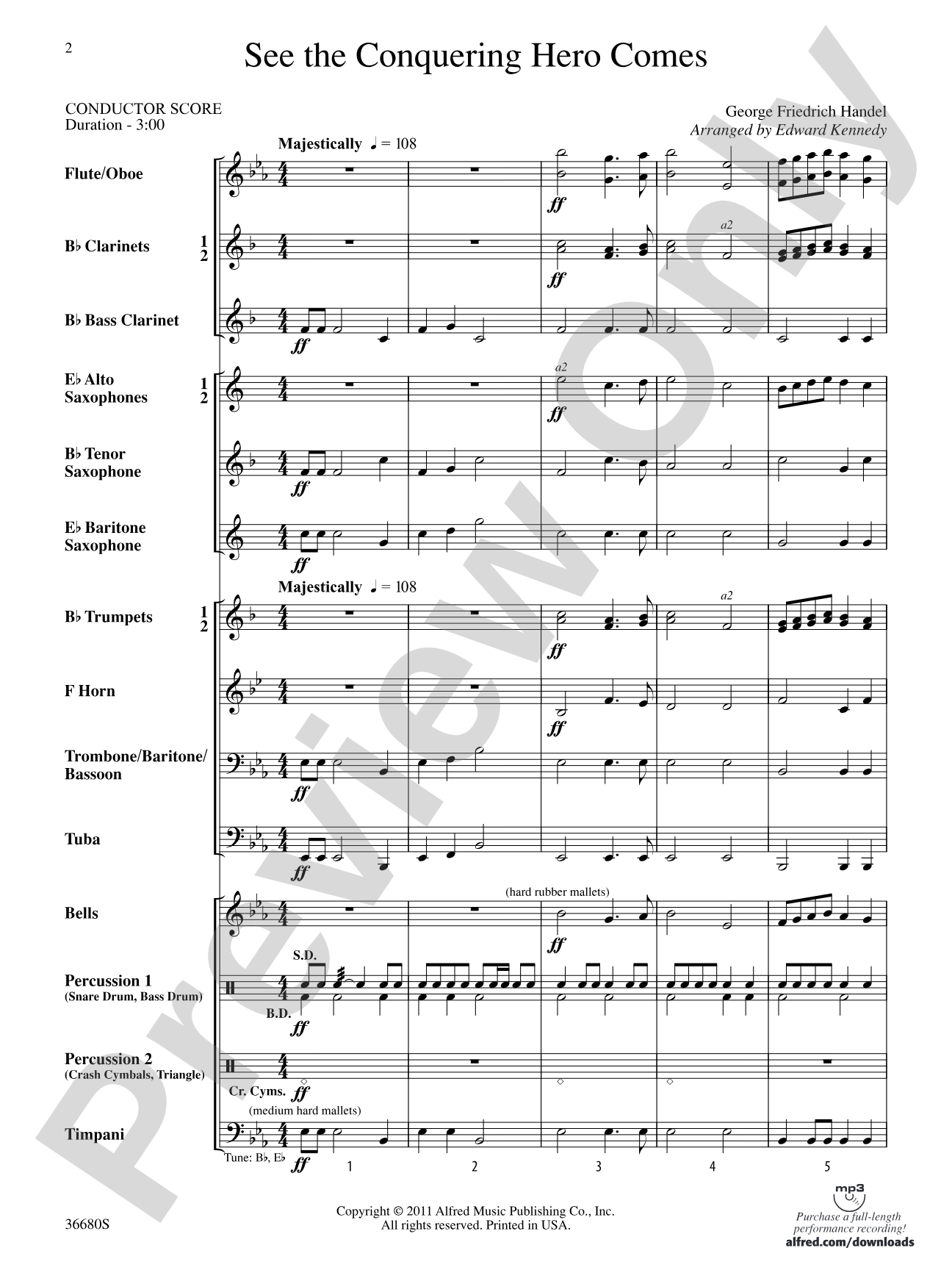 See the Conquering Hero Comes: Score