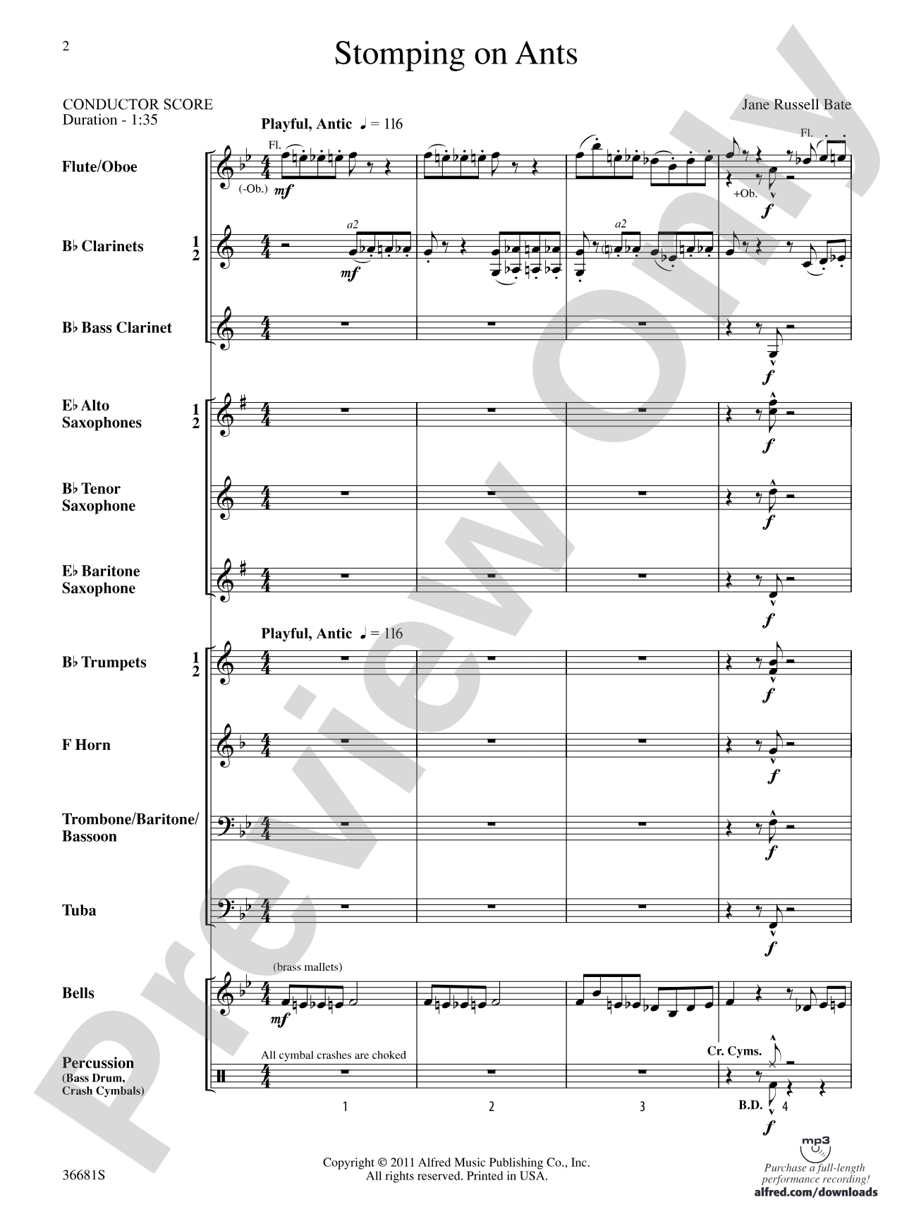 Stomping on Ants: Concert Band Conductor Score & Parts