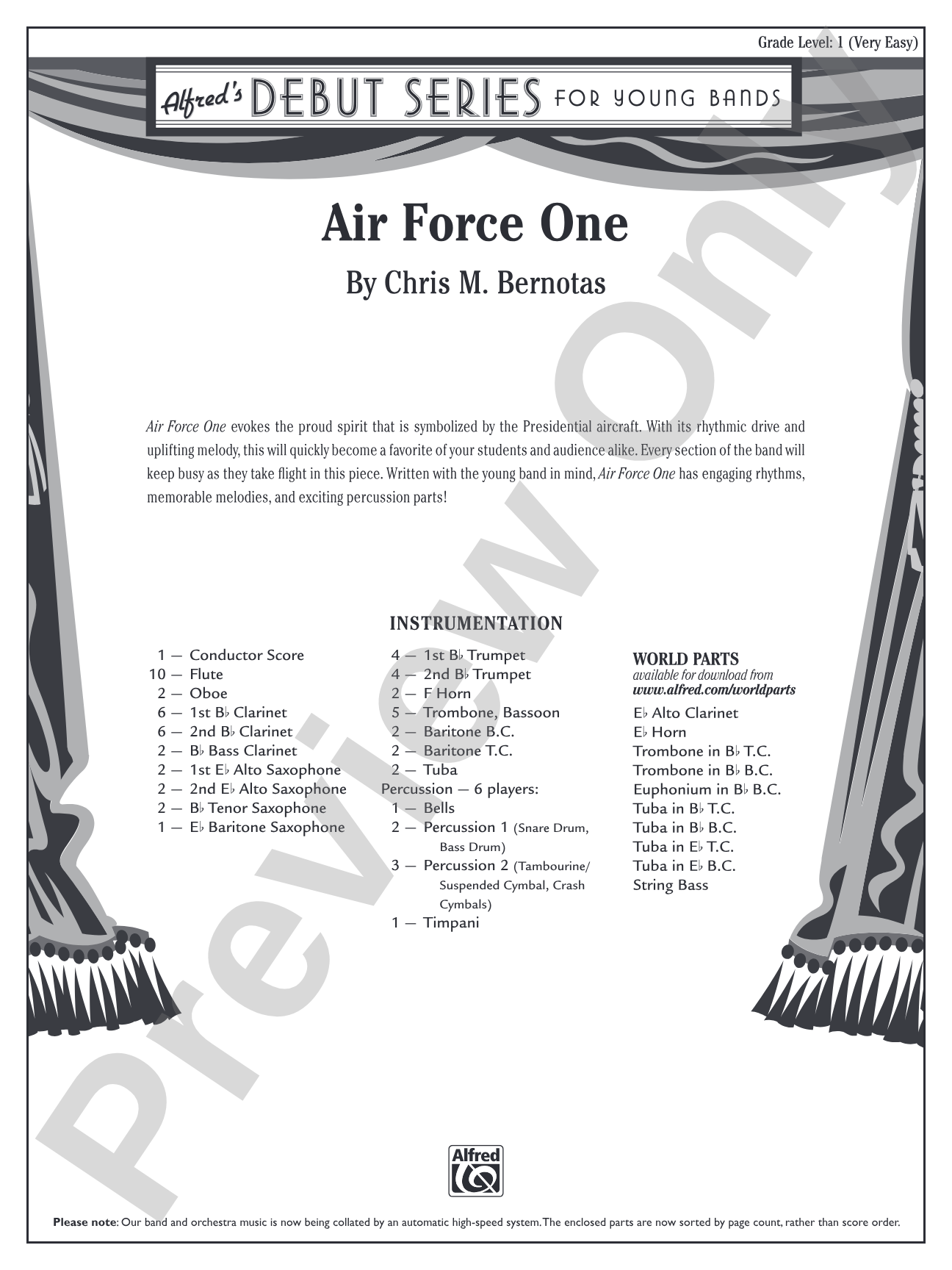 Air Force One: Concert Band Conductor Score & Parts