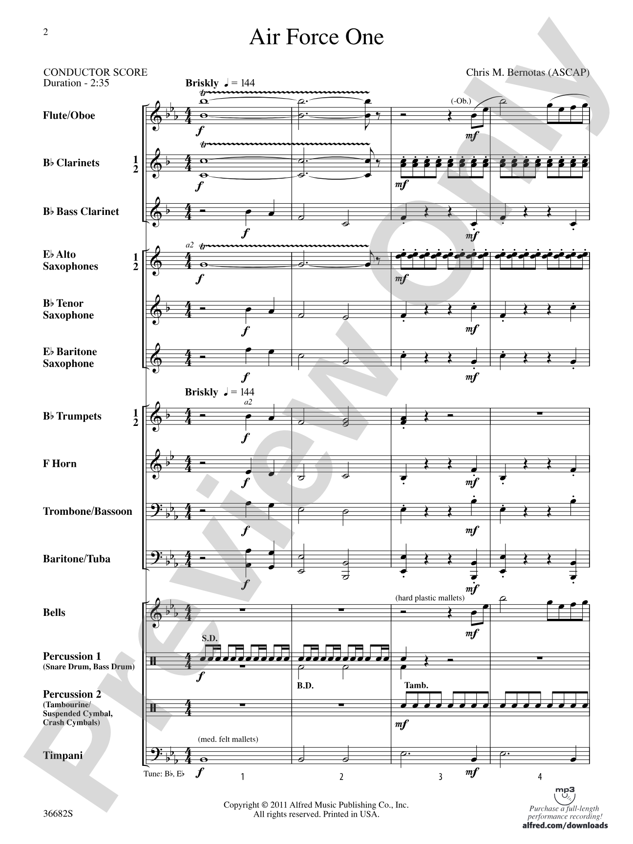 Air Force One: Concert Band Conductor Score & Parts