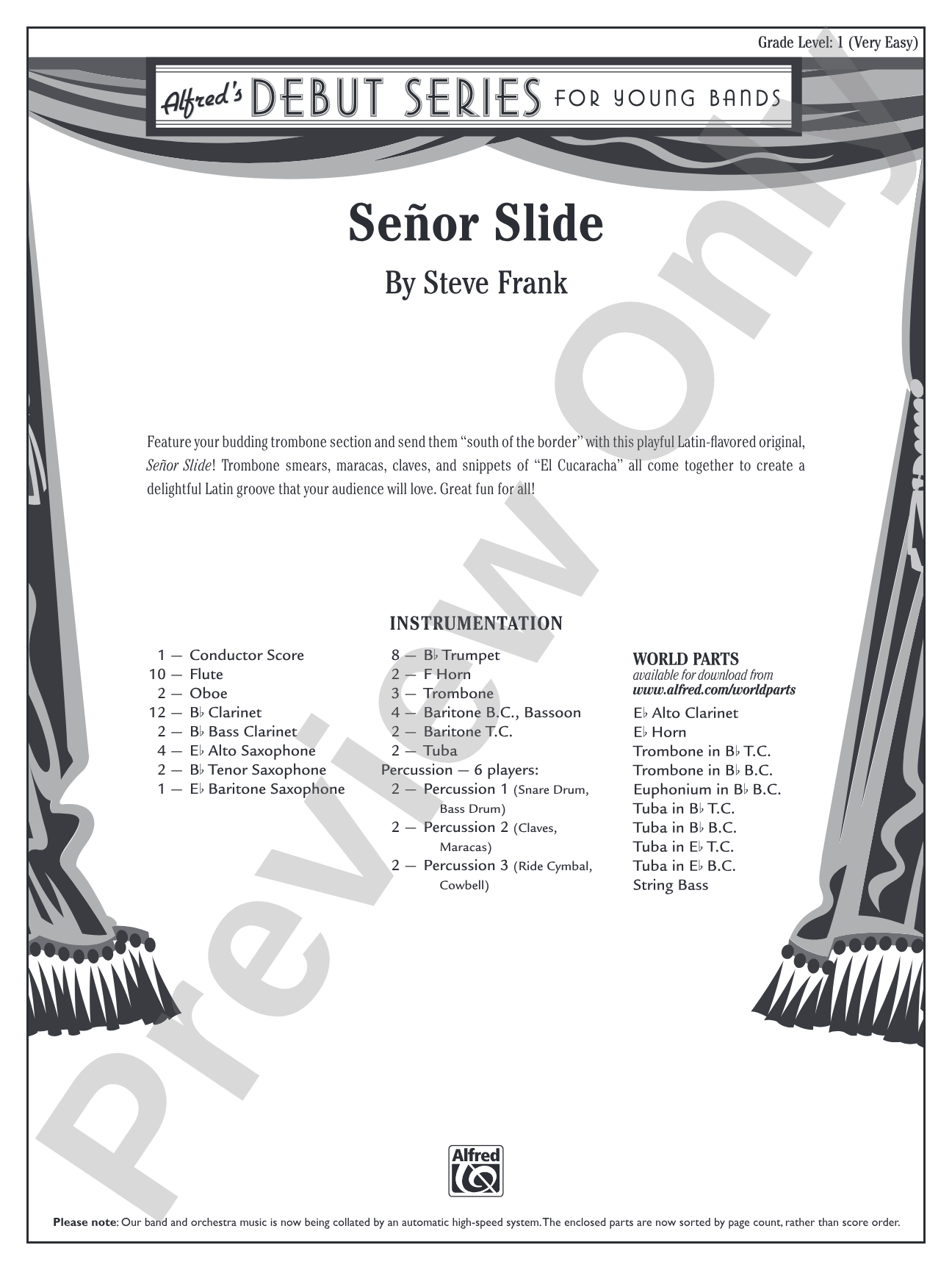 Señor Slide: Concert Band Conductor Score & Parts