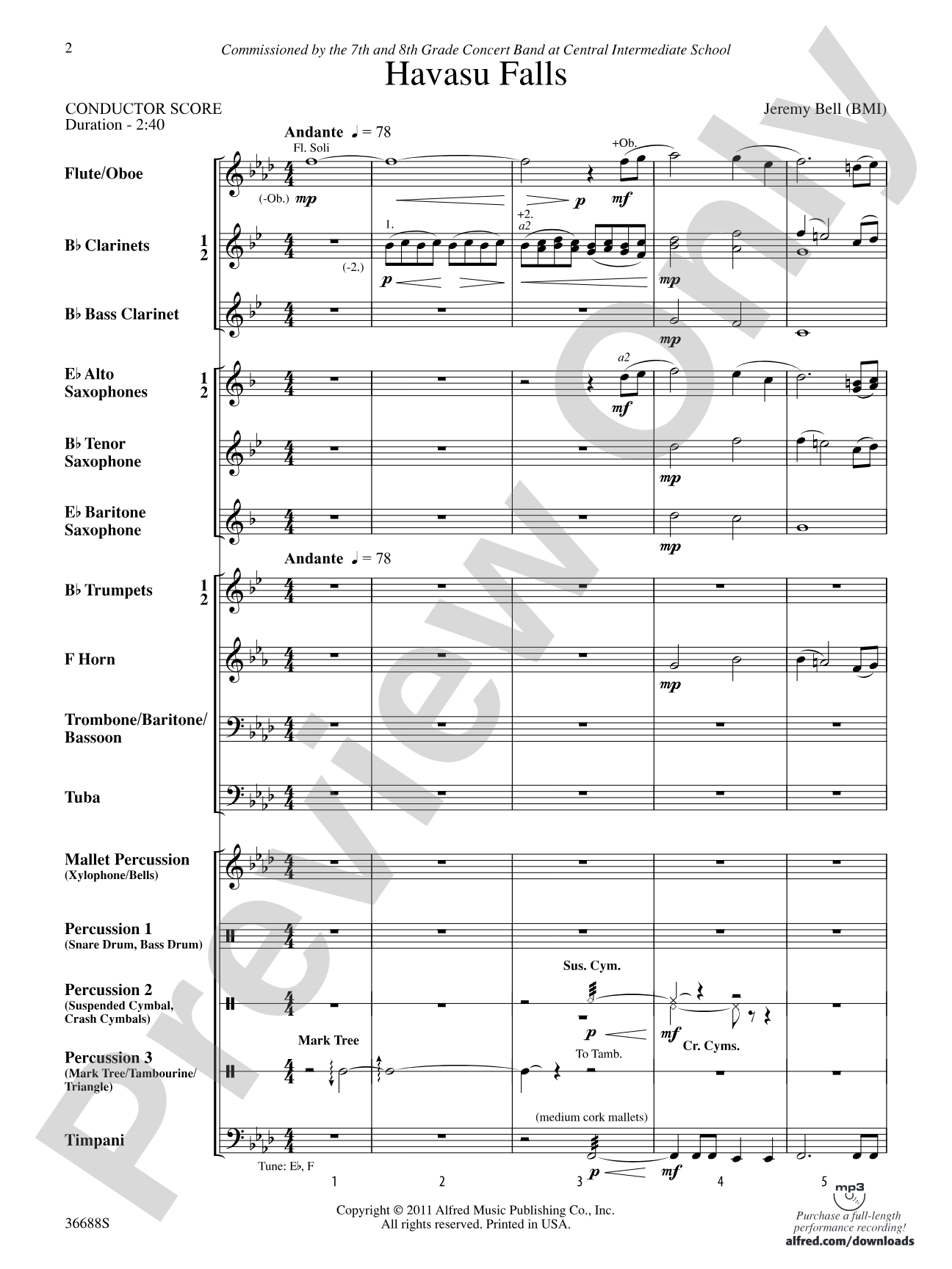 Havasu Falls: Concert Band Conductor Score & Parts