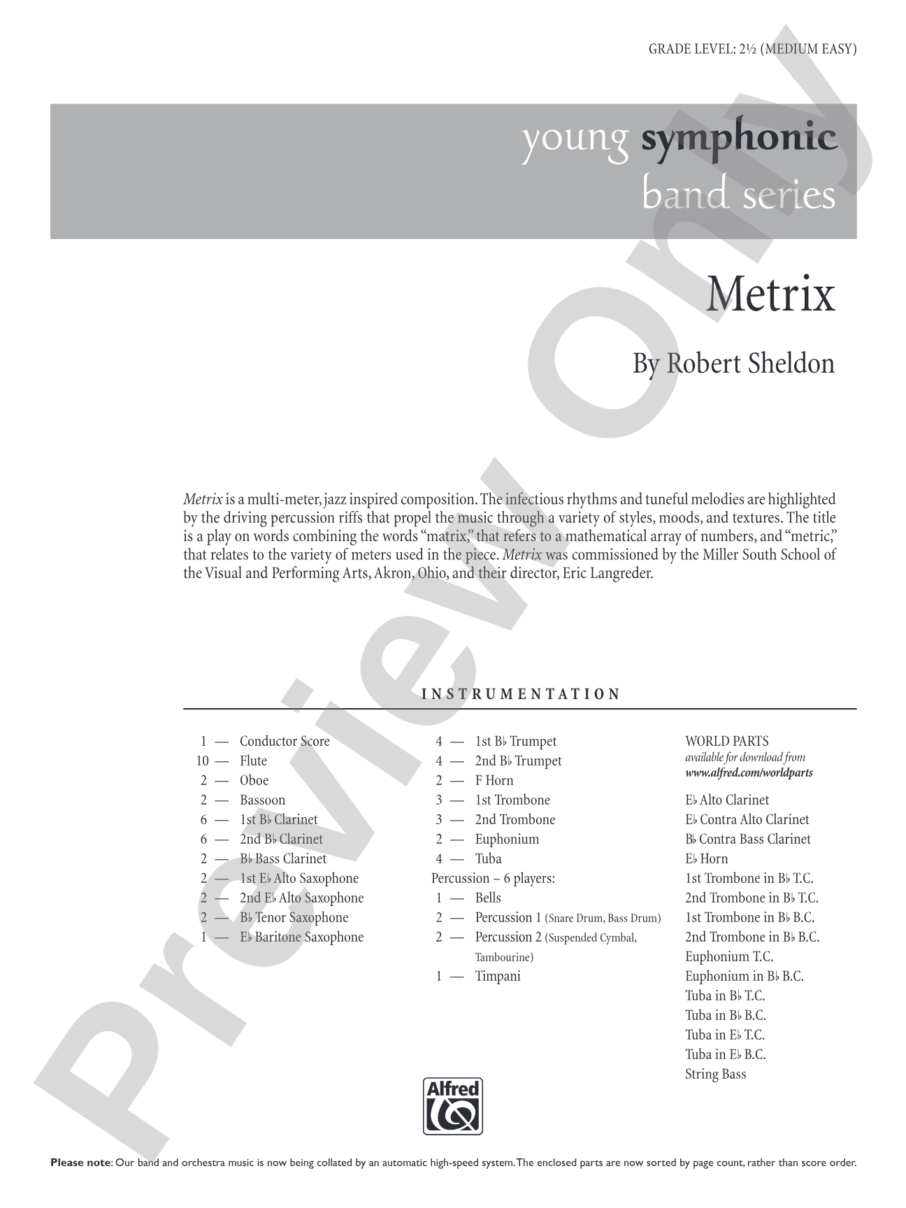 Metrix: Concert Band Conductor Score & Parts