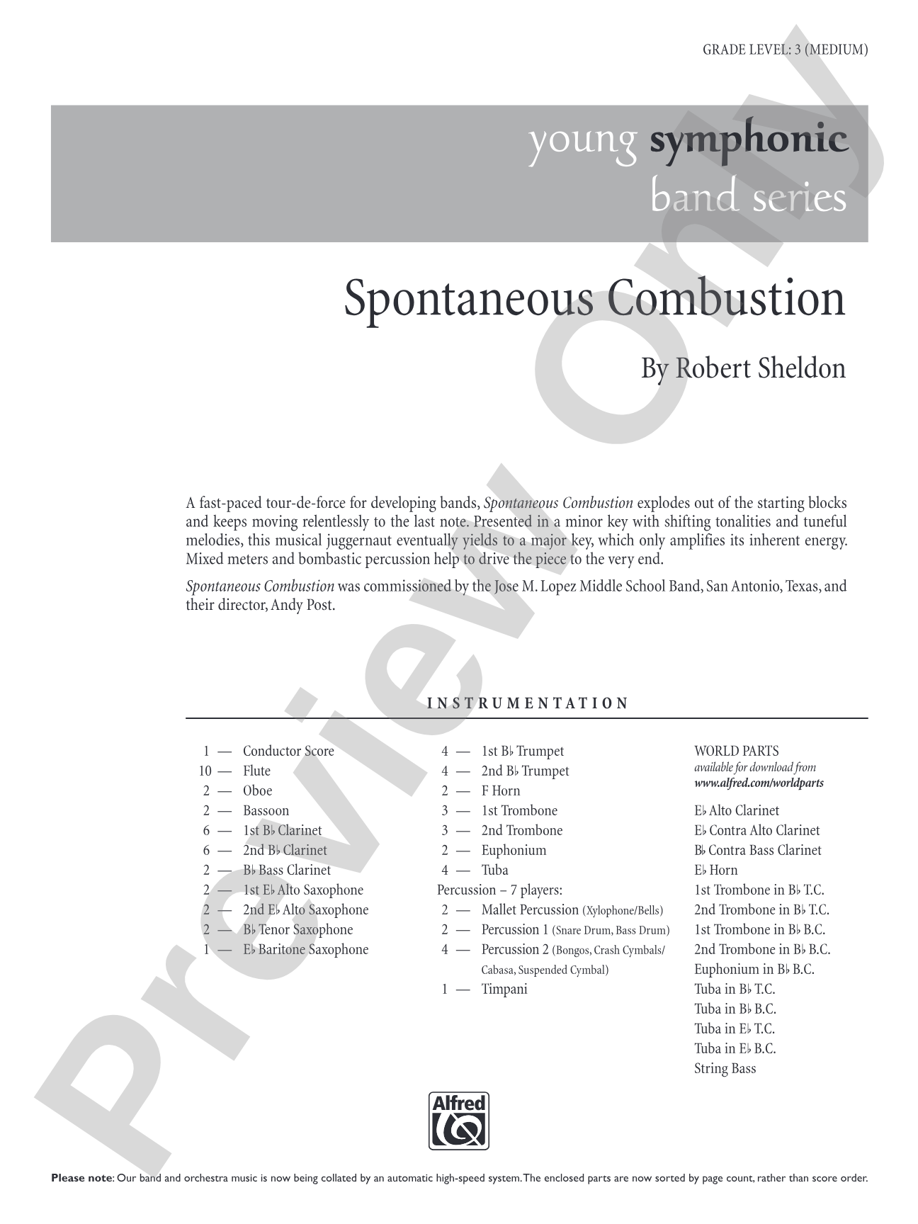 Spontaneous Combustion: Concert Band Conductor Score & Parts
