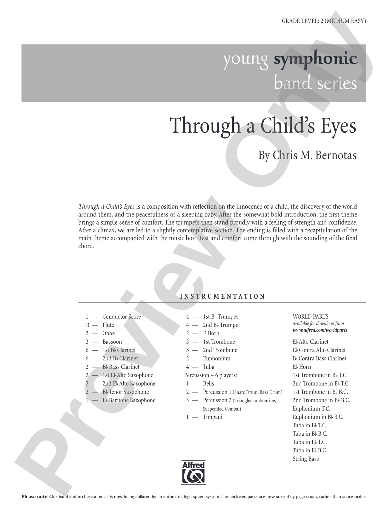Through a Child's Eyes: Concert Band Conductor Score & Parts