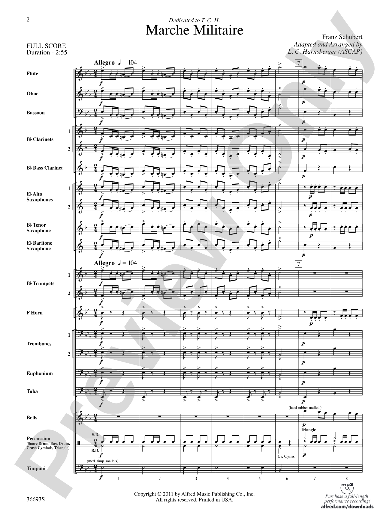 Marche Militaire: Concert Band Conductor Score & Parts