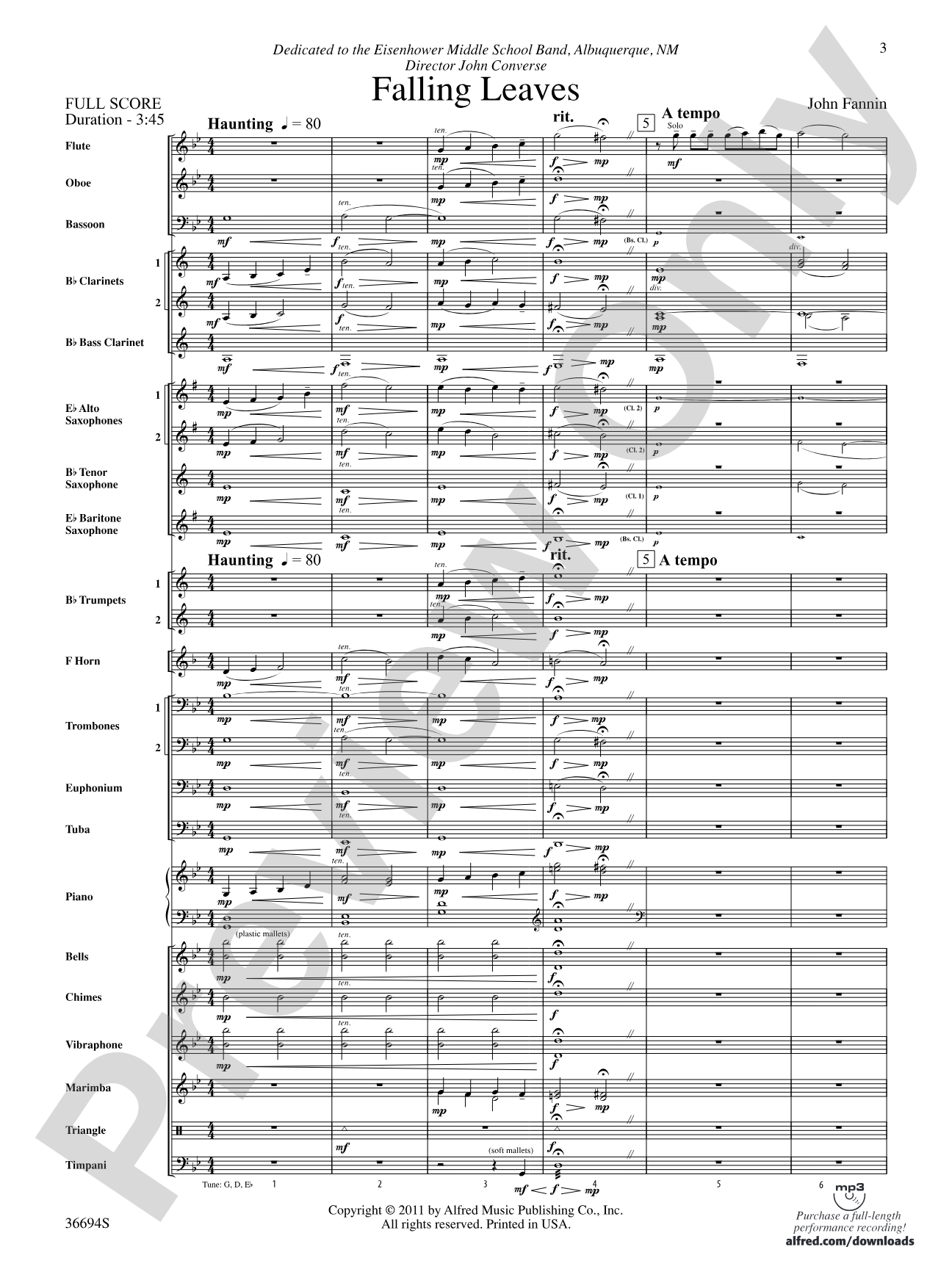 Falling Leaves: Score