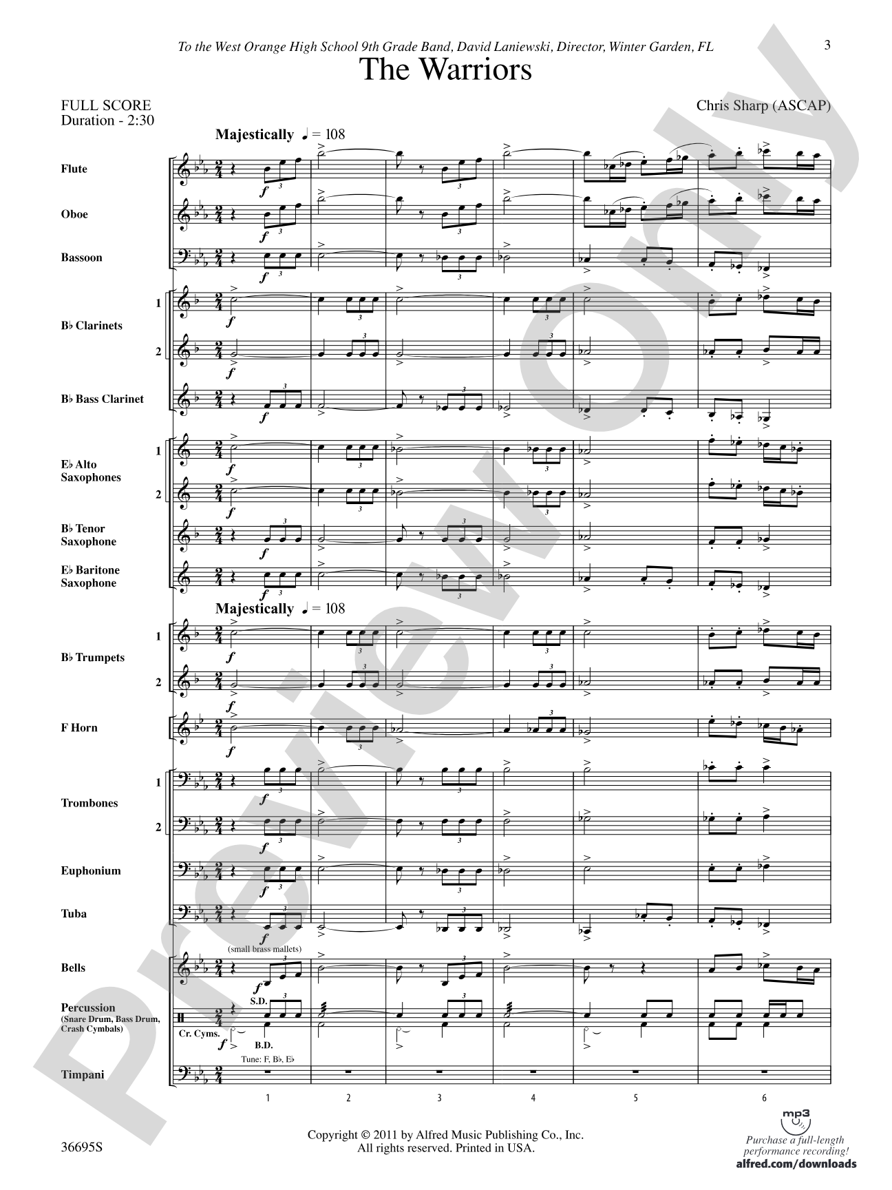 The Warriors: Concert Band Conductor Score & Parts