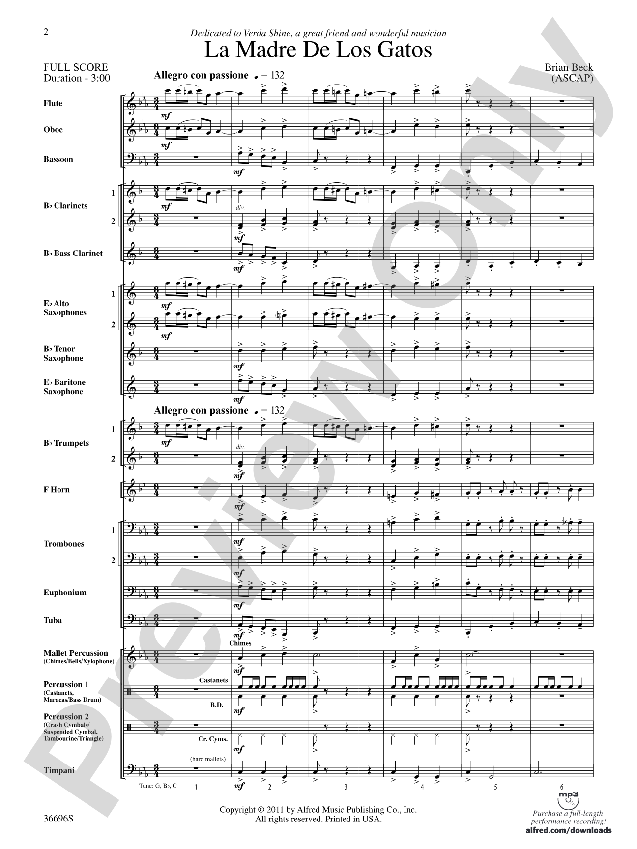 La Madre de los Gatos: Concert Band Conductor Score & Parts