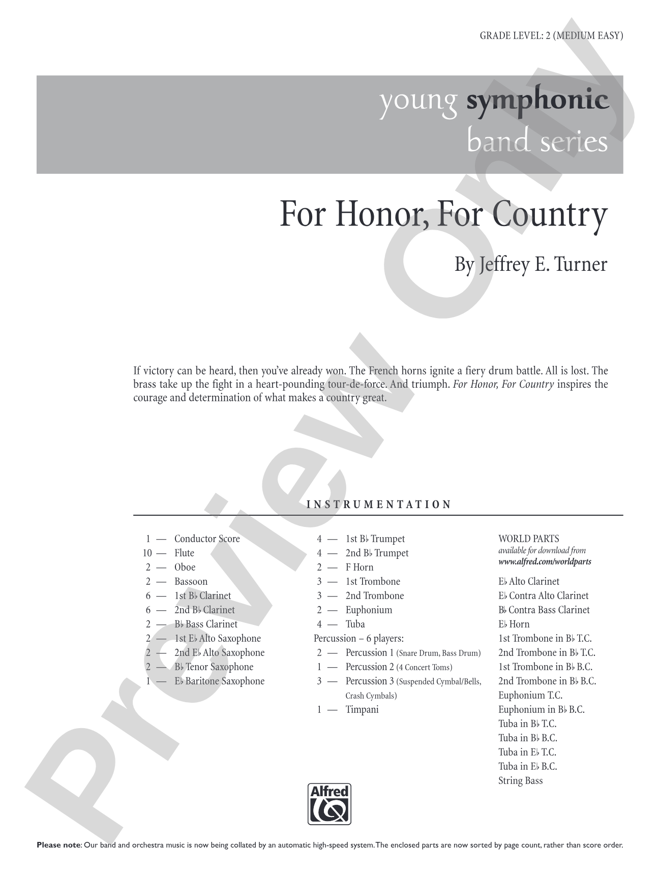 For Honor, For Country: Concert Band Conductor Score & Parts