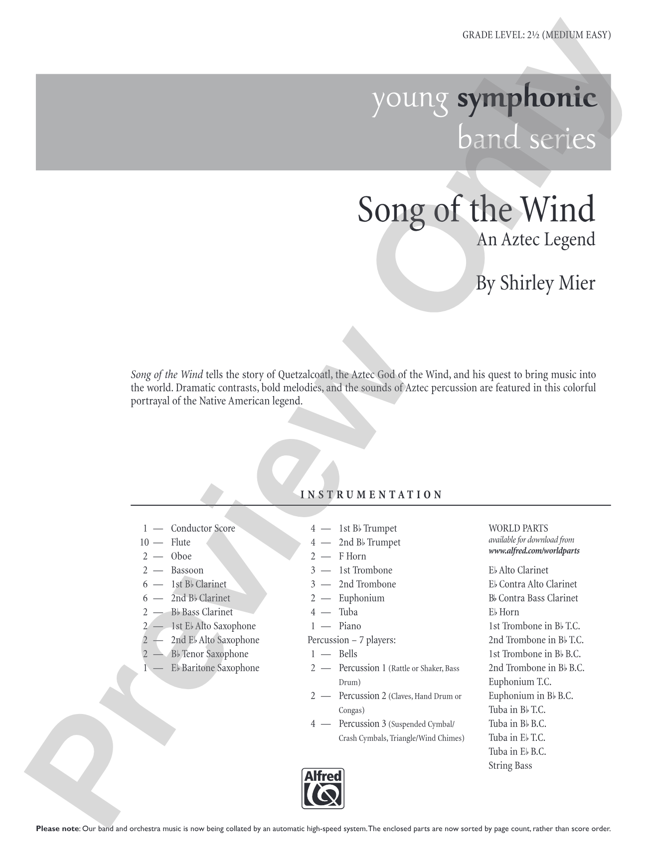 Song of the Wind: Concert Band Conductor Score & Parts
