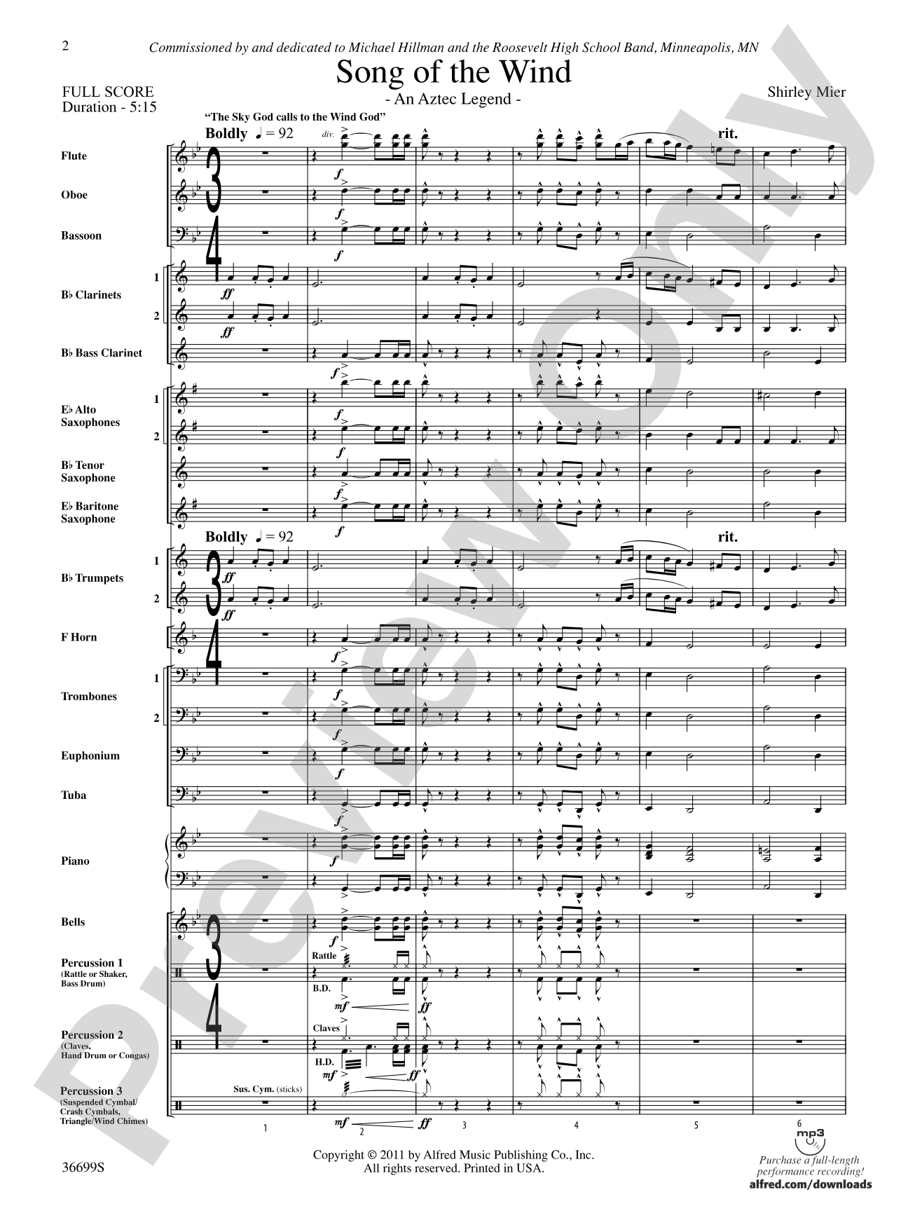 Song of the Wind: Concert Band Conductor Score & Parts