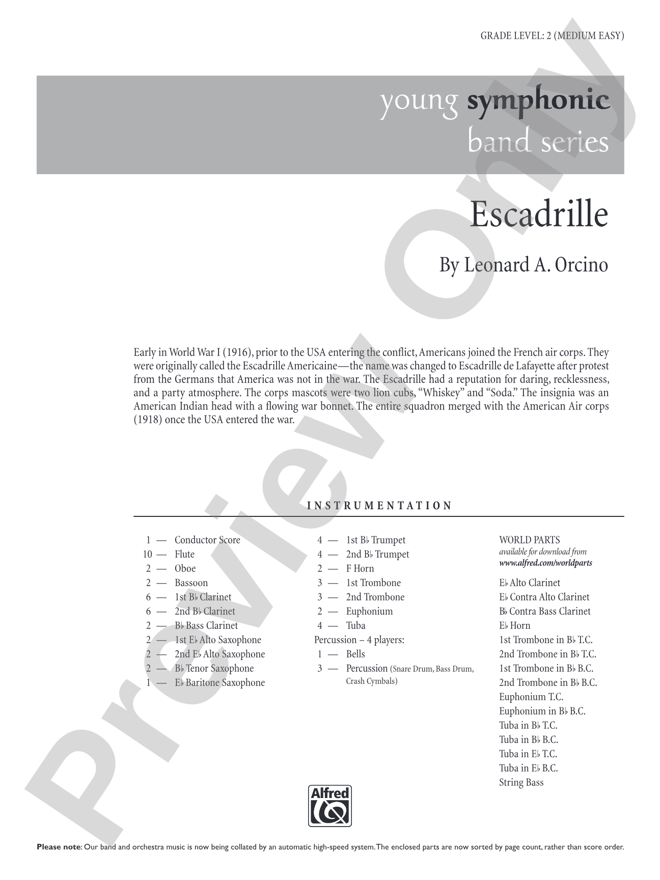 Escadrille: Concert Band Conductor Score & Parts