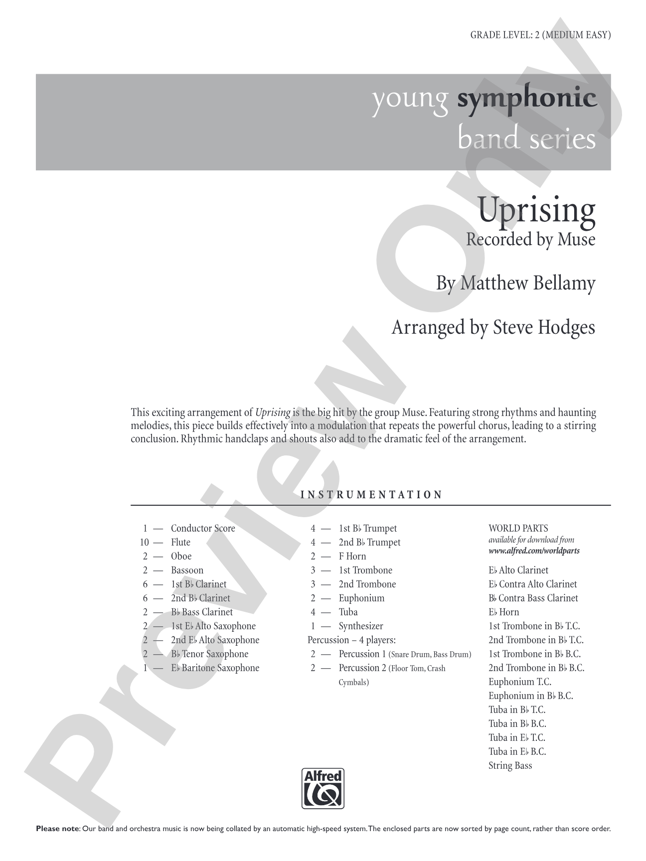 Uprising: Concert Band Conductor Score & Parts