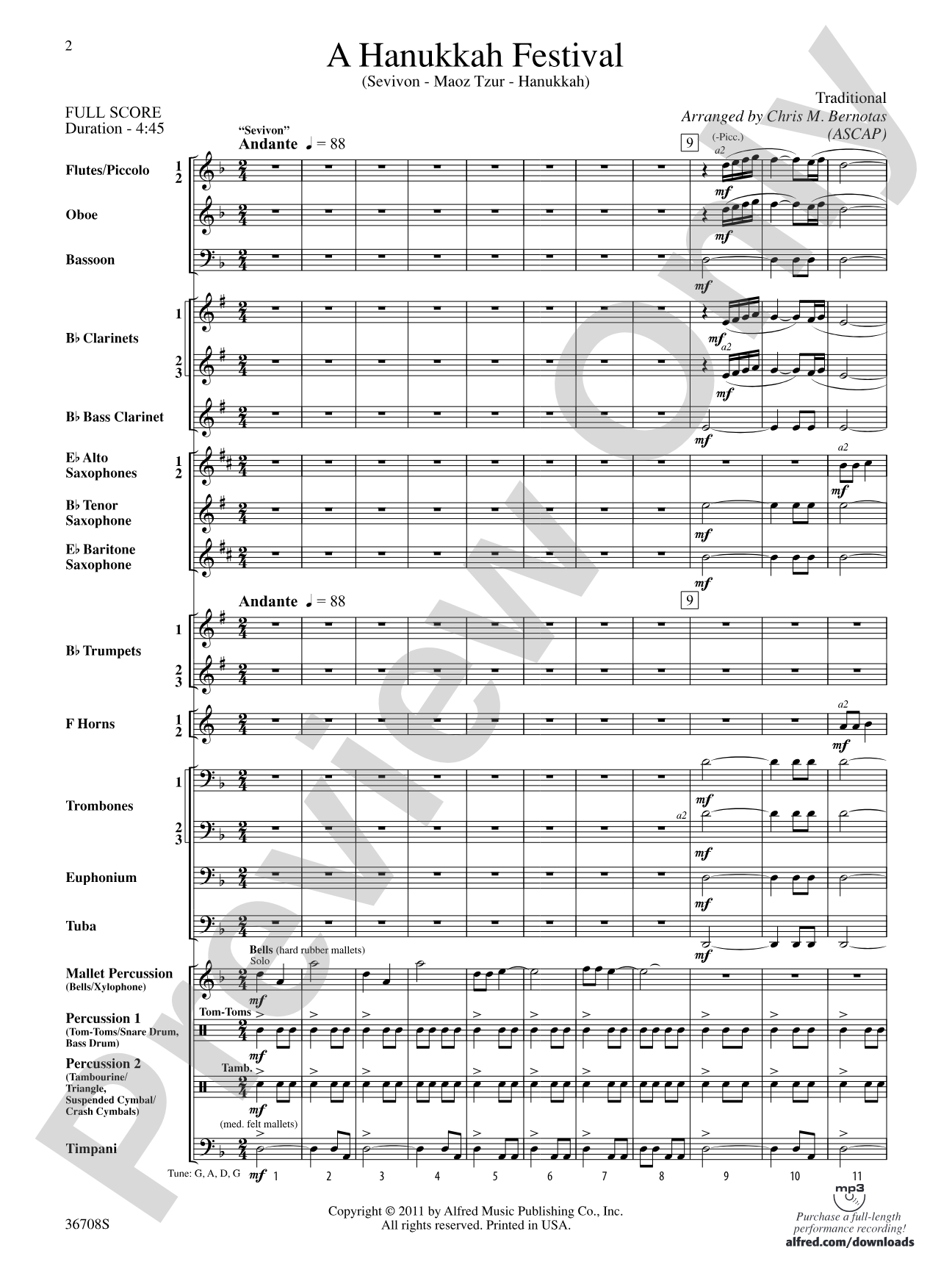 A Hanukkah Festival: Concert Band Conductor Score & Parts