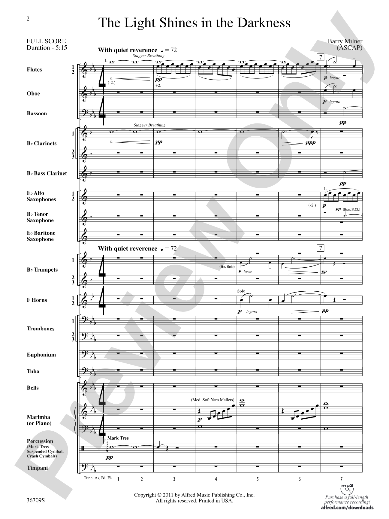 The Light Shines in the Darkness: Concert Band Conductor Score & Parts