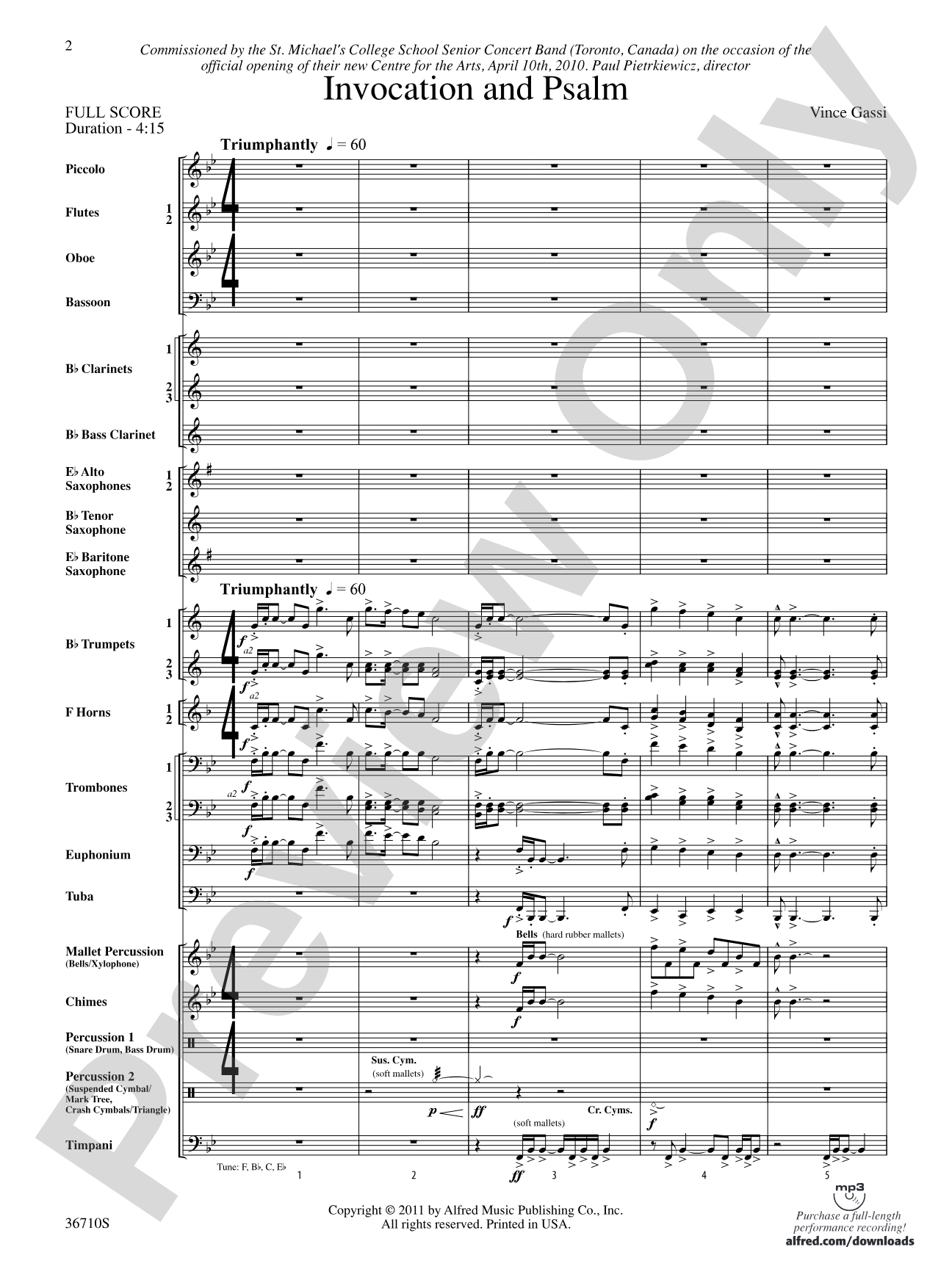 Invocation and Psalm: Concert Band Conductor Score & Parts