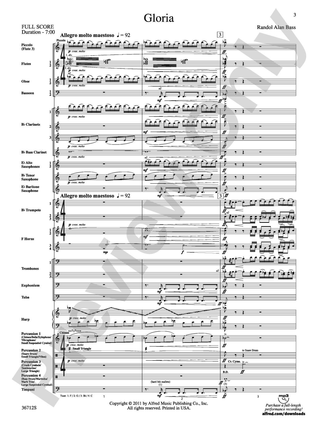 Gloria: Concert Band Conductor Score & Parts