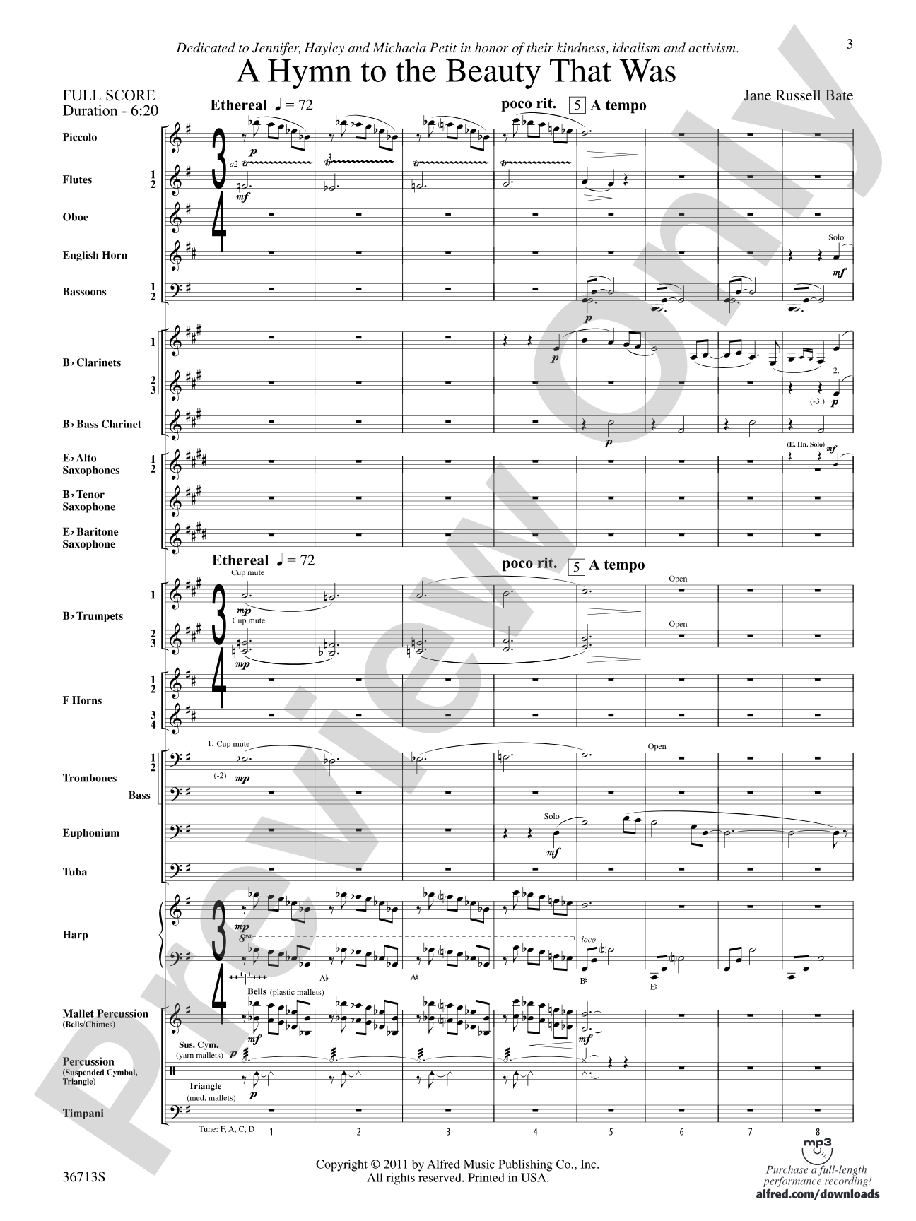 Hymn to the Beauty That Was: Concert Band Conductor Score & Parts