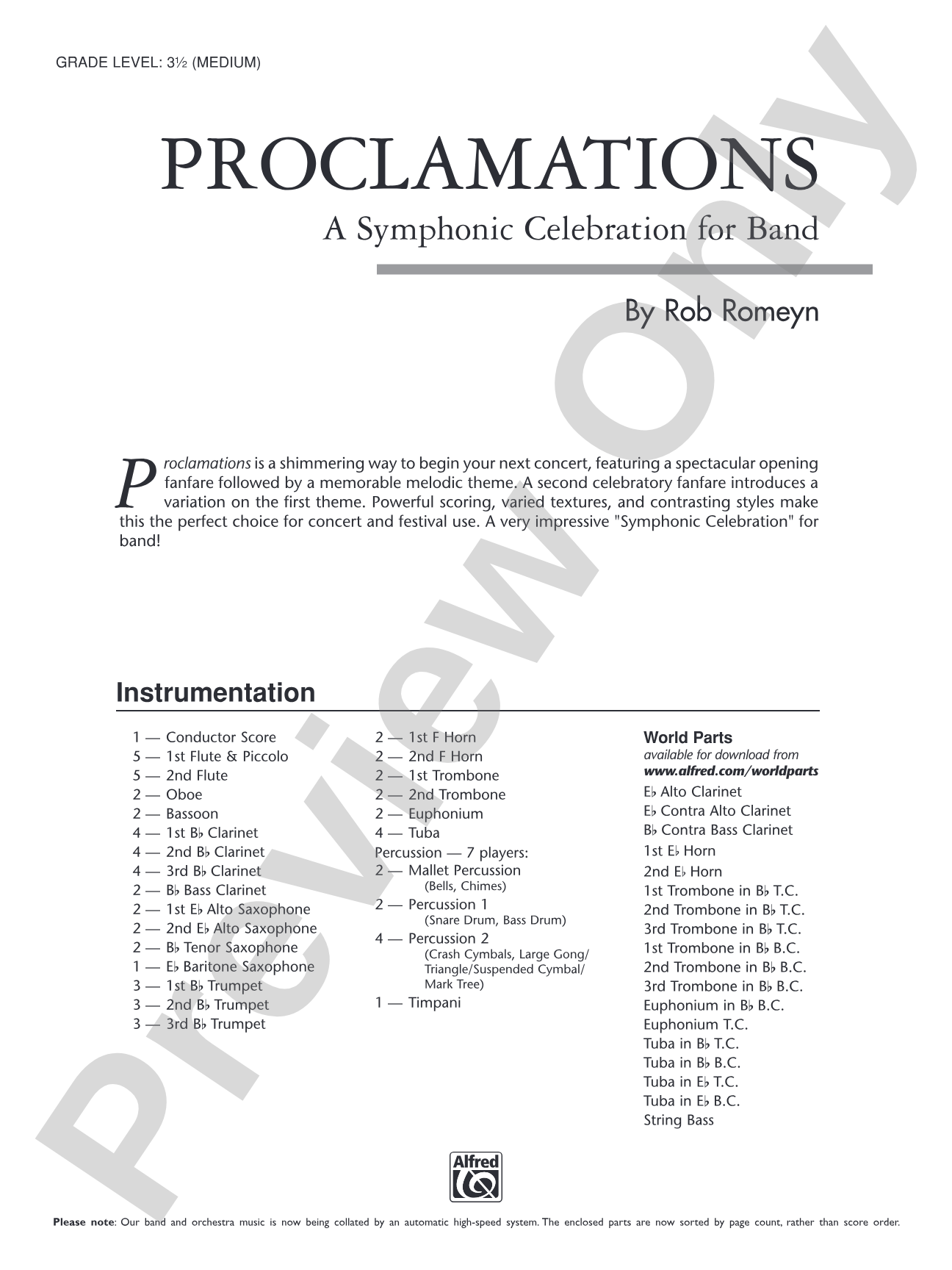 Proclamations: Concert Band Conductor Score & Parts