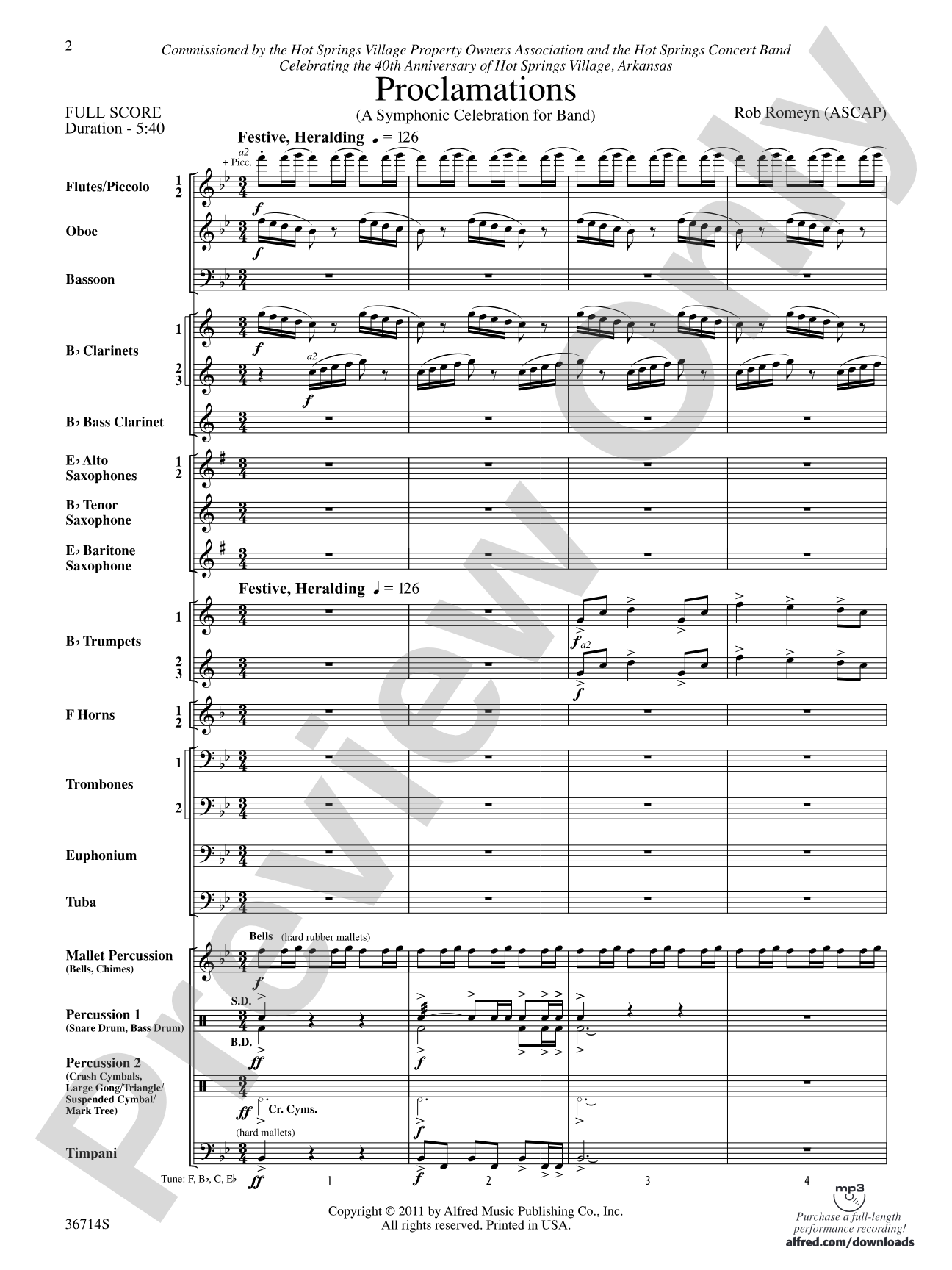 Proclamations: Concert Band Conductor Score & Parts