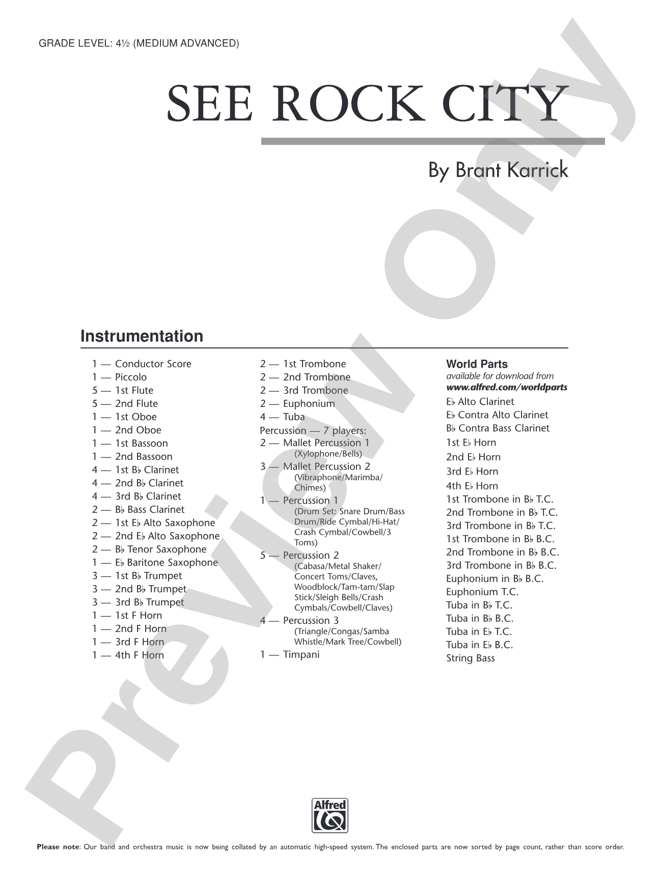 See Rock City: Concert Band Conductor Score & Parts