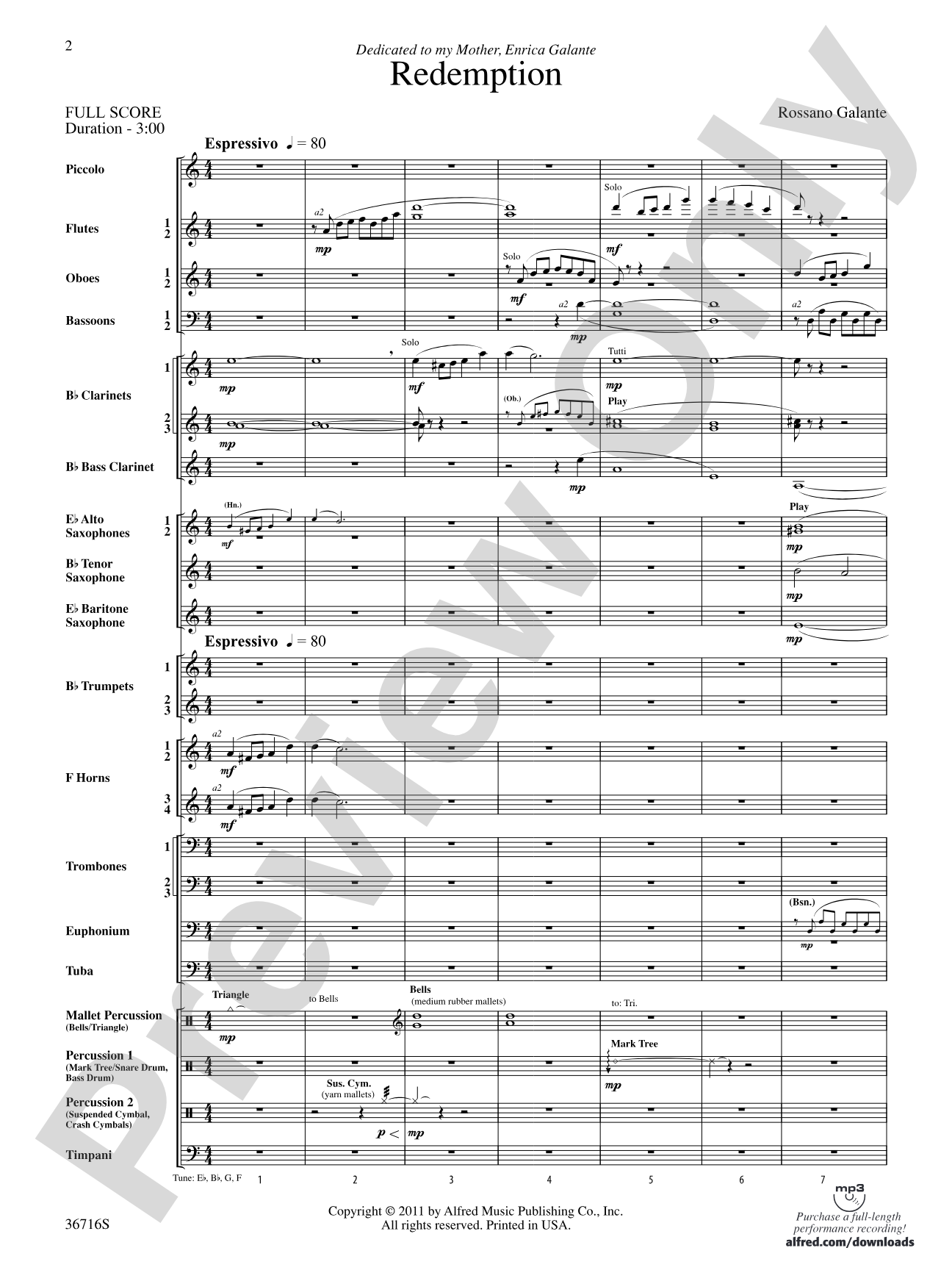 Redemption: Concert Band Conductor Score & Parts