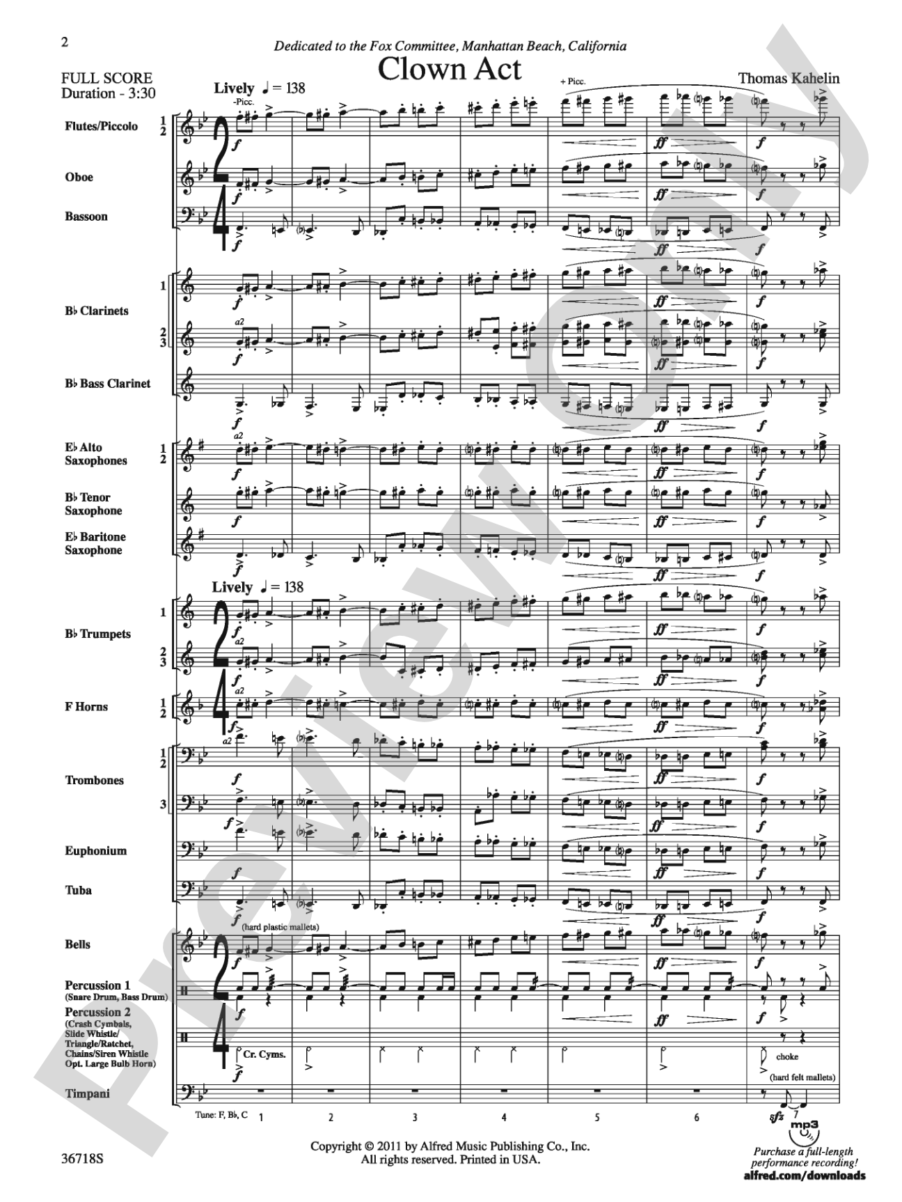 Clown Act: Concert Band Conductor Score & Parts