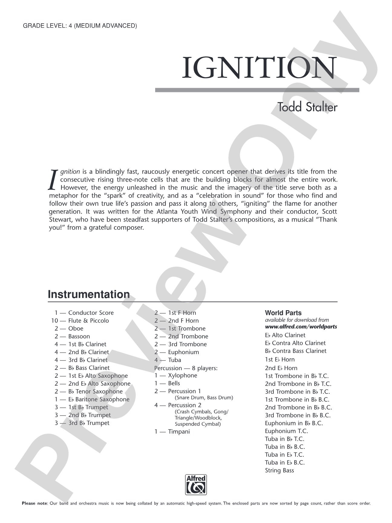 Ignition: Concert Band Conductor Score & Parts