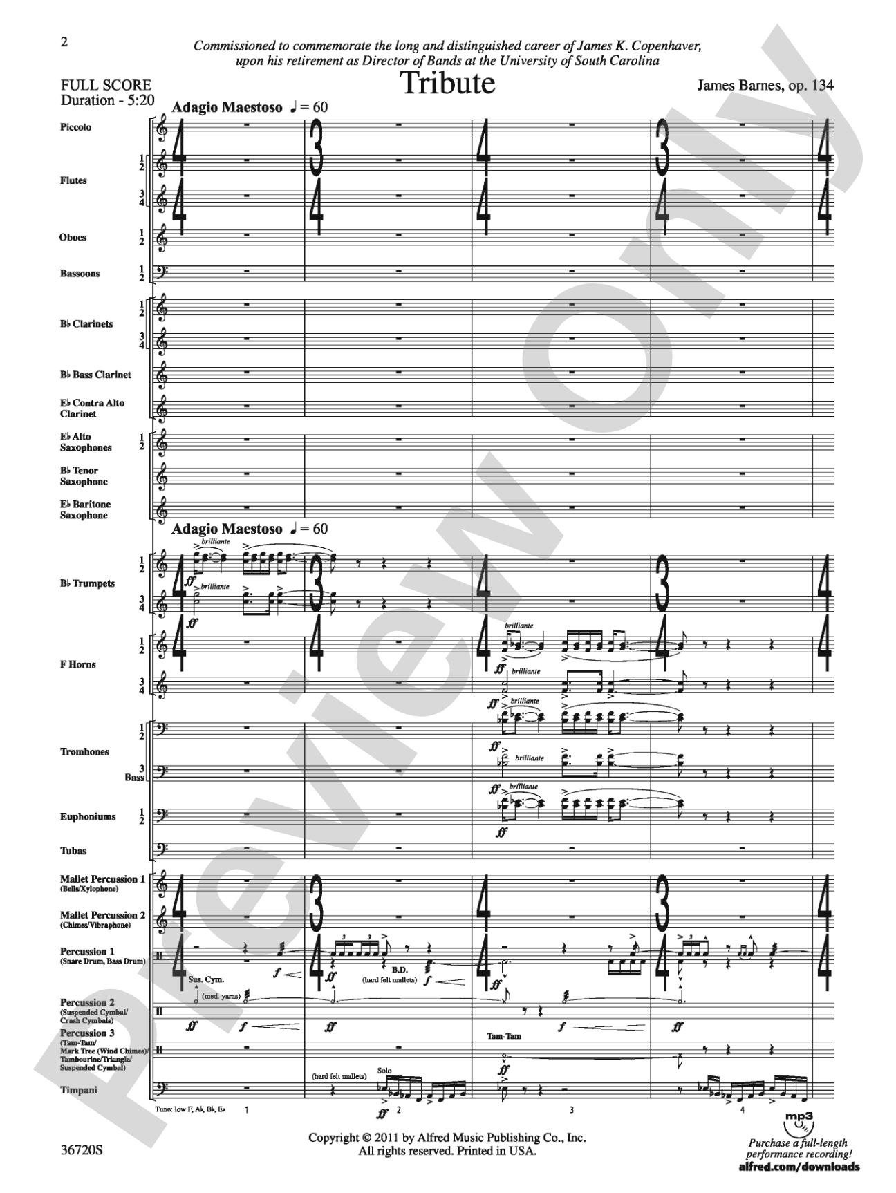 Tribute: Concert Band Conductor Score & Parts