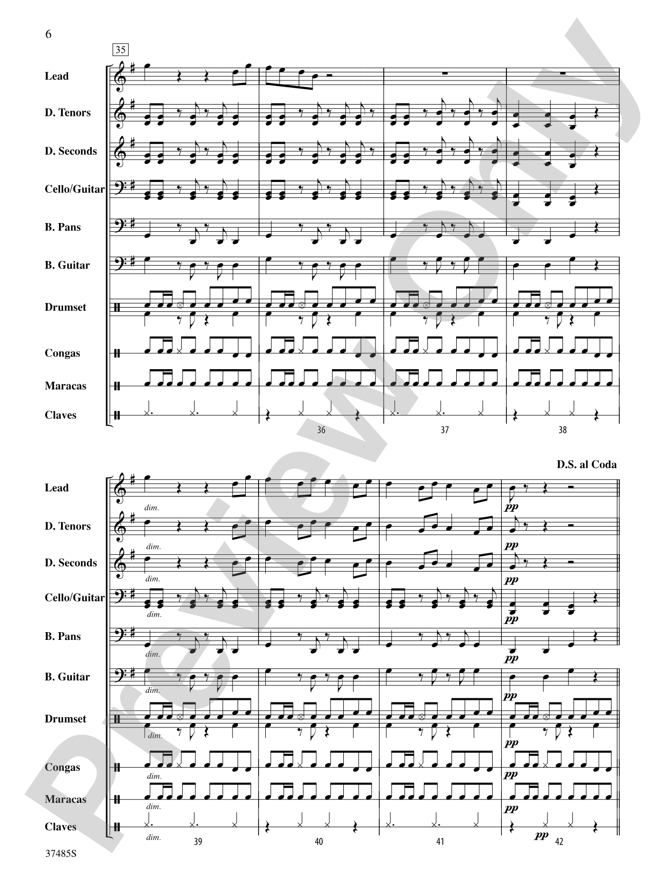 Day-O (The Banana Boat Song): Score