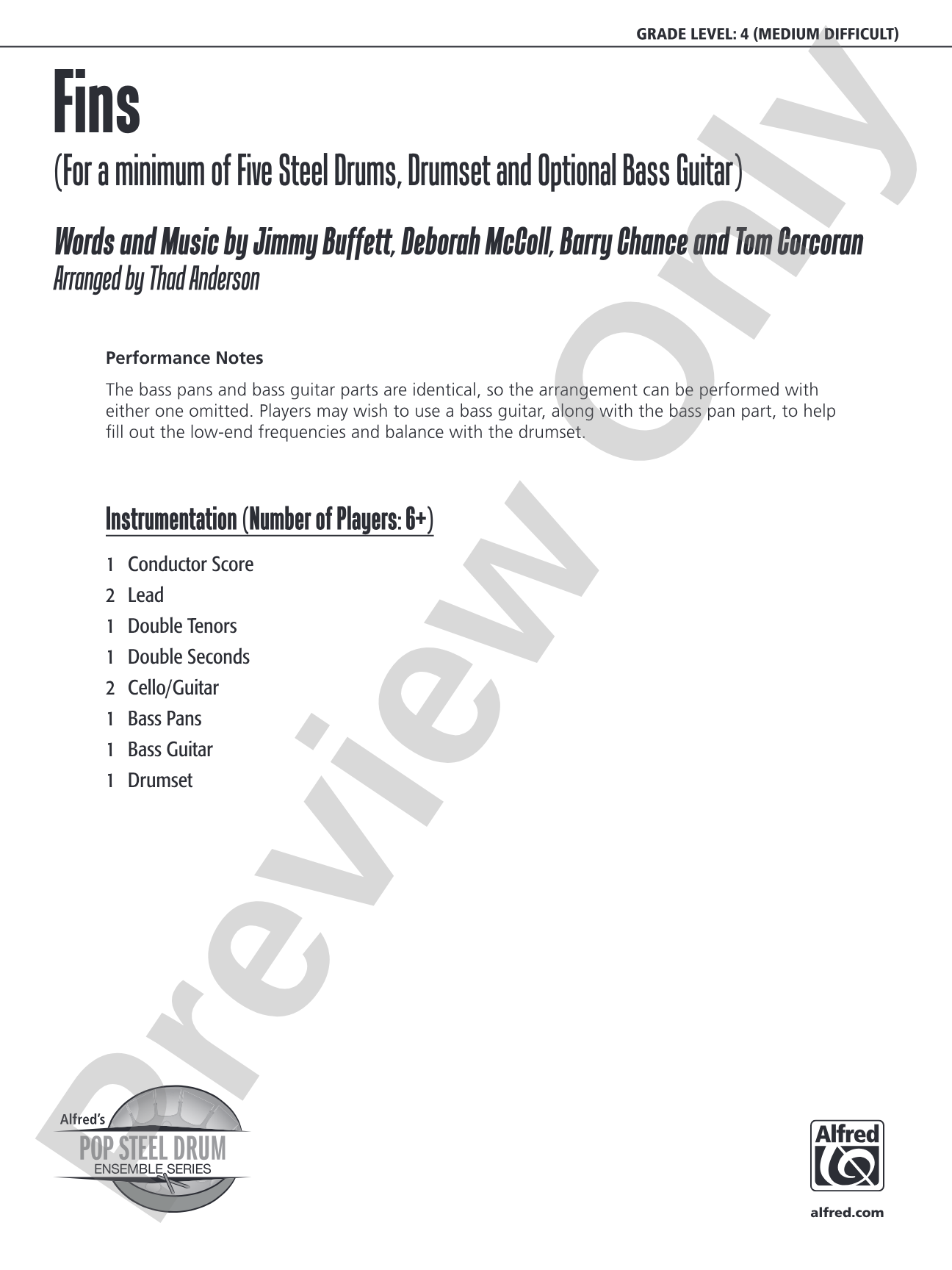 Fins: Steel Drum Conductor Score & Parts