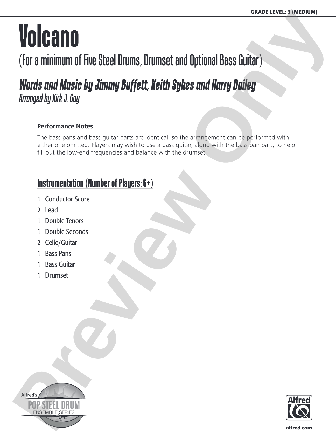 Volcano: Steel Drum Conductor Score & Parts
