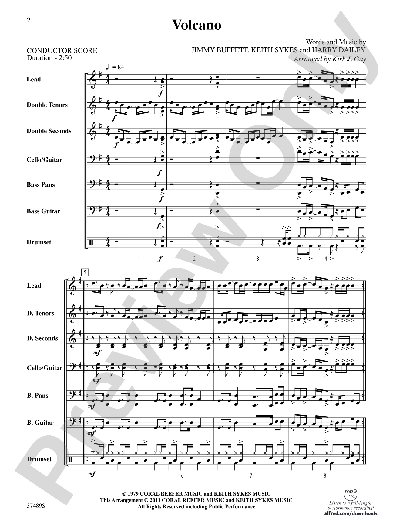 Volcano: Steel Drum Conductor Score & Parts