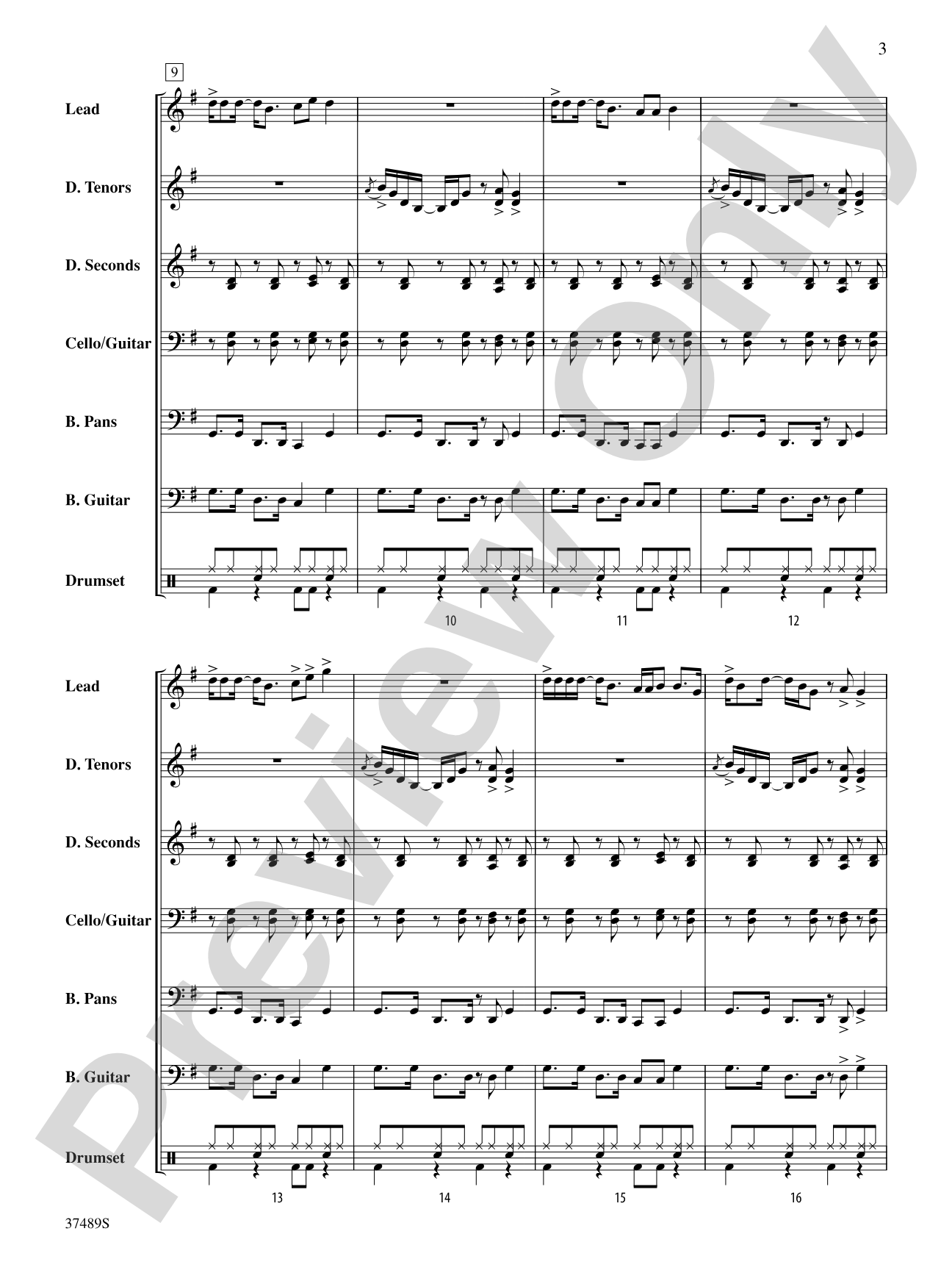 Volcano: Steel Drum Conductor Score & Parts