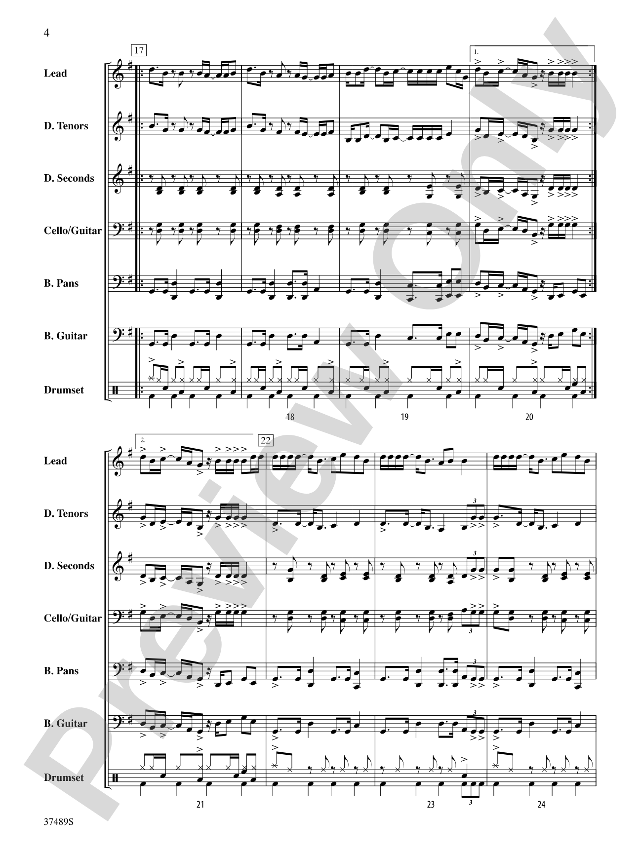 Volcano: Steel Drum Conductor Score & Parts