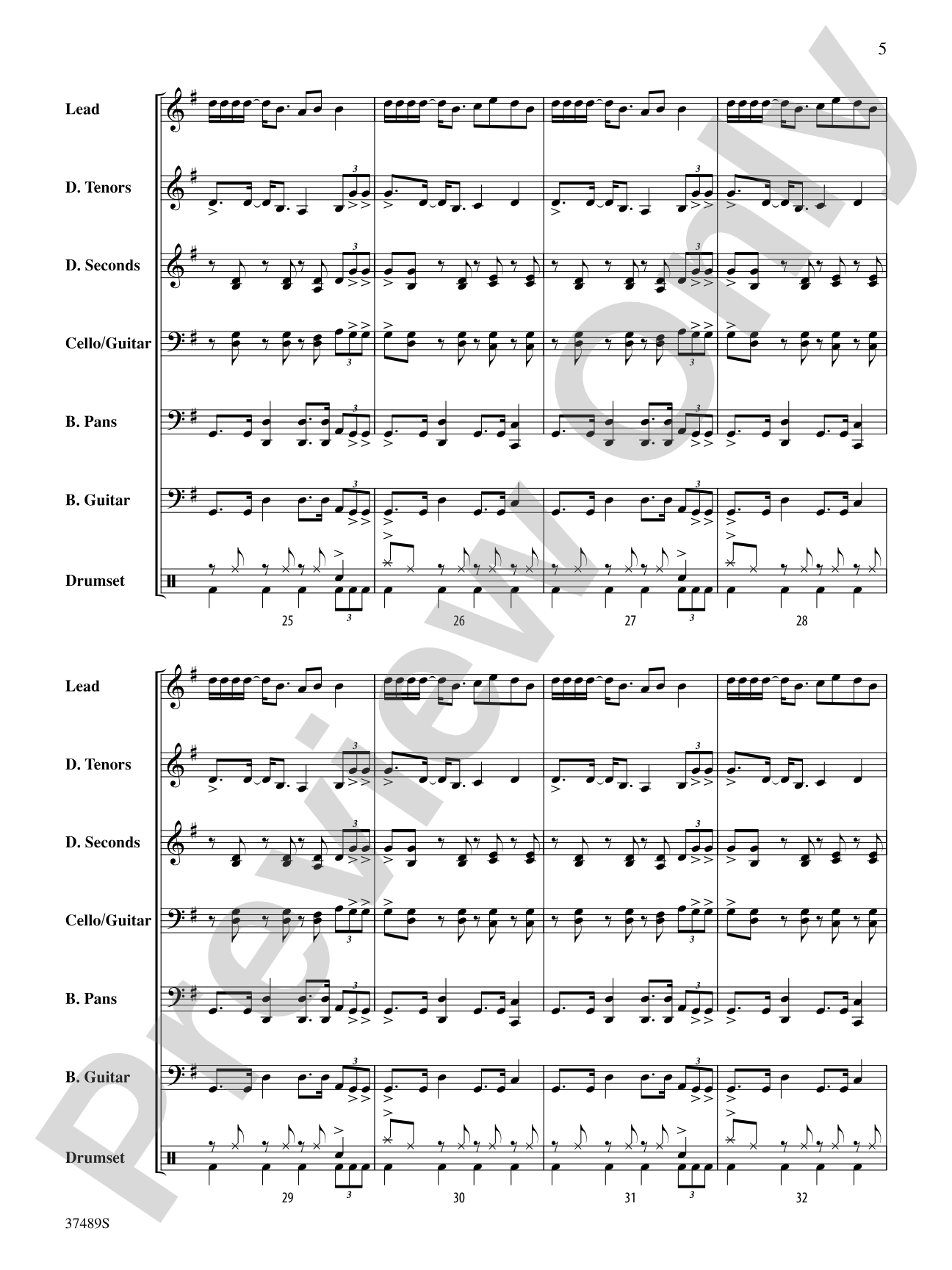 Volcano: Steel Drum Conductor Score & Parts